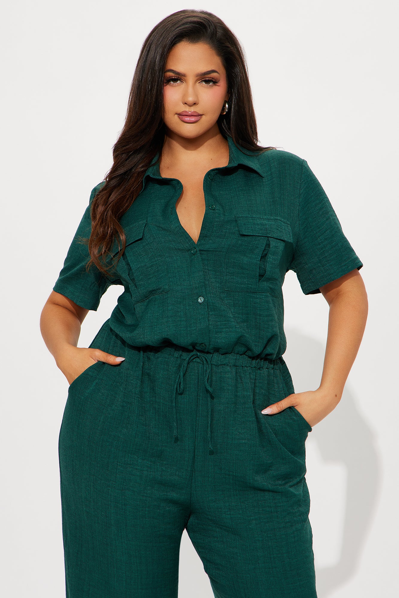 Come Find Me Linen Jumpsuit - Hunter