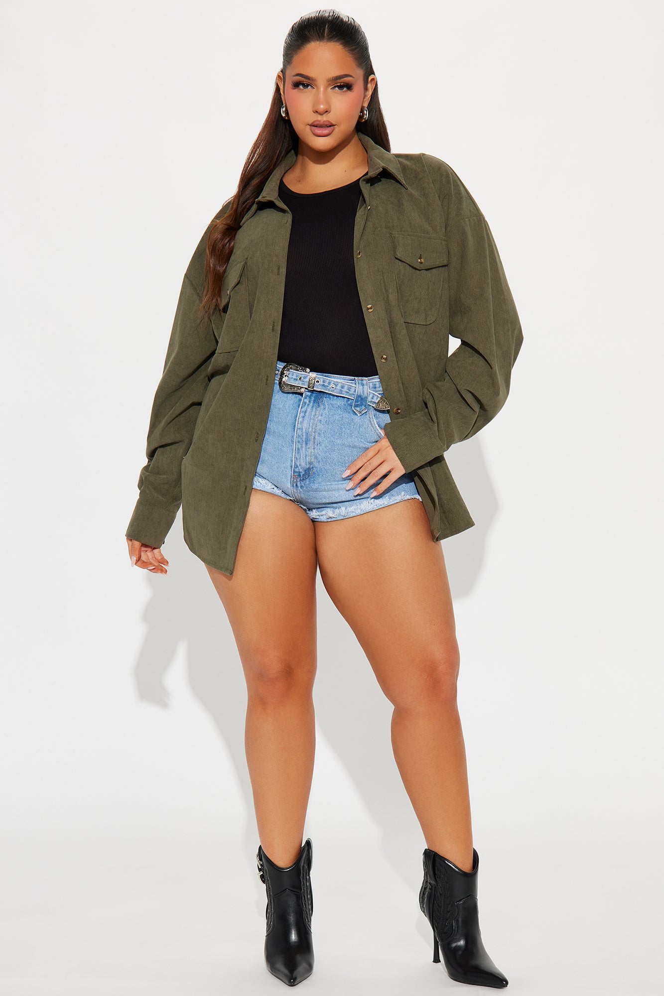 Fall Feeling Corduroy Shirt - Olive