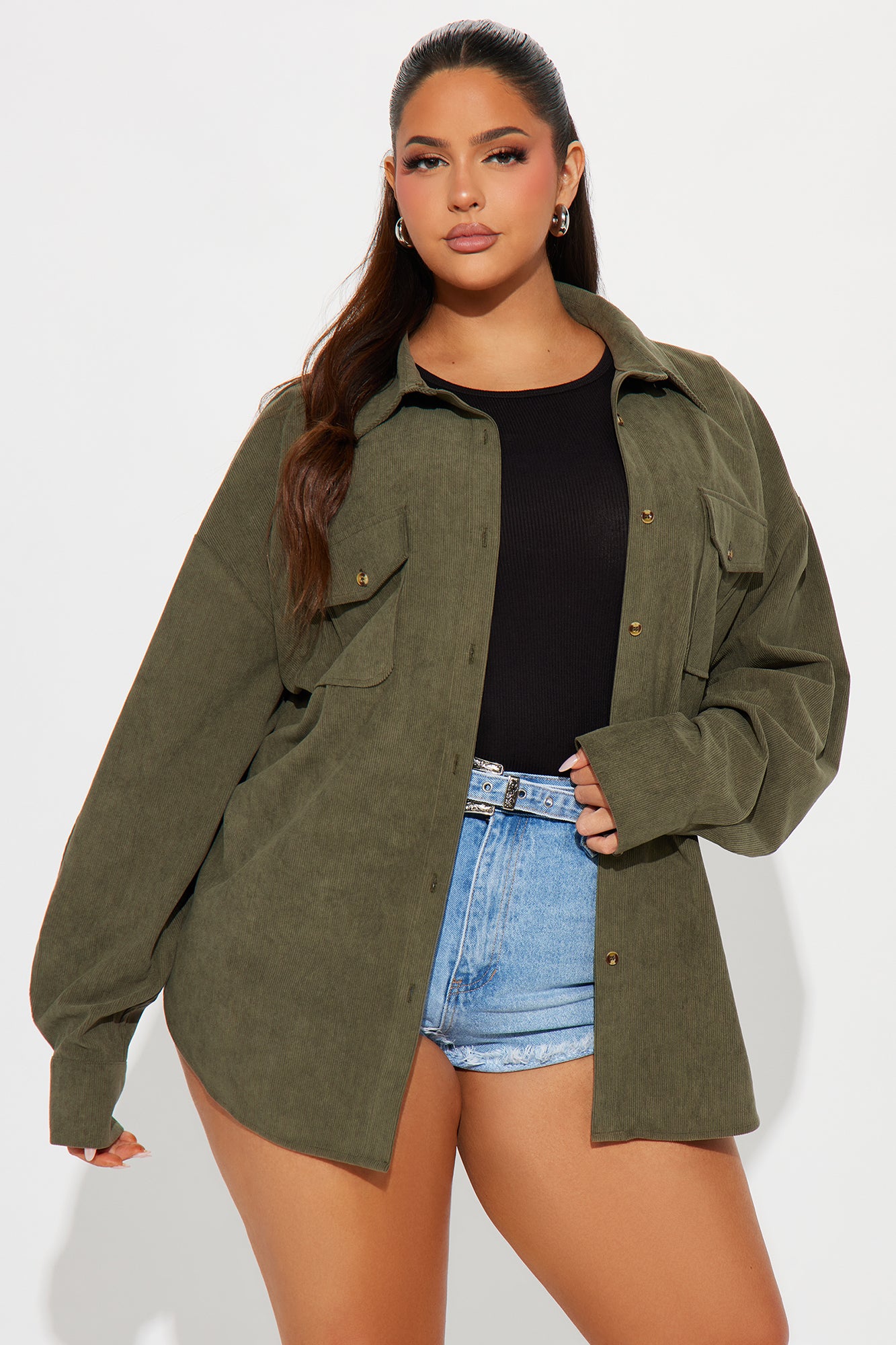 Fall Feeling Corduroy Shirt - Olive