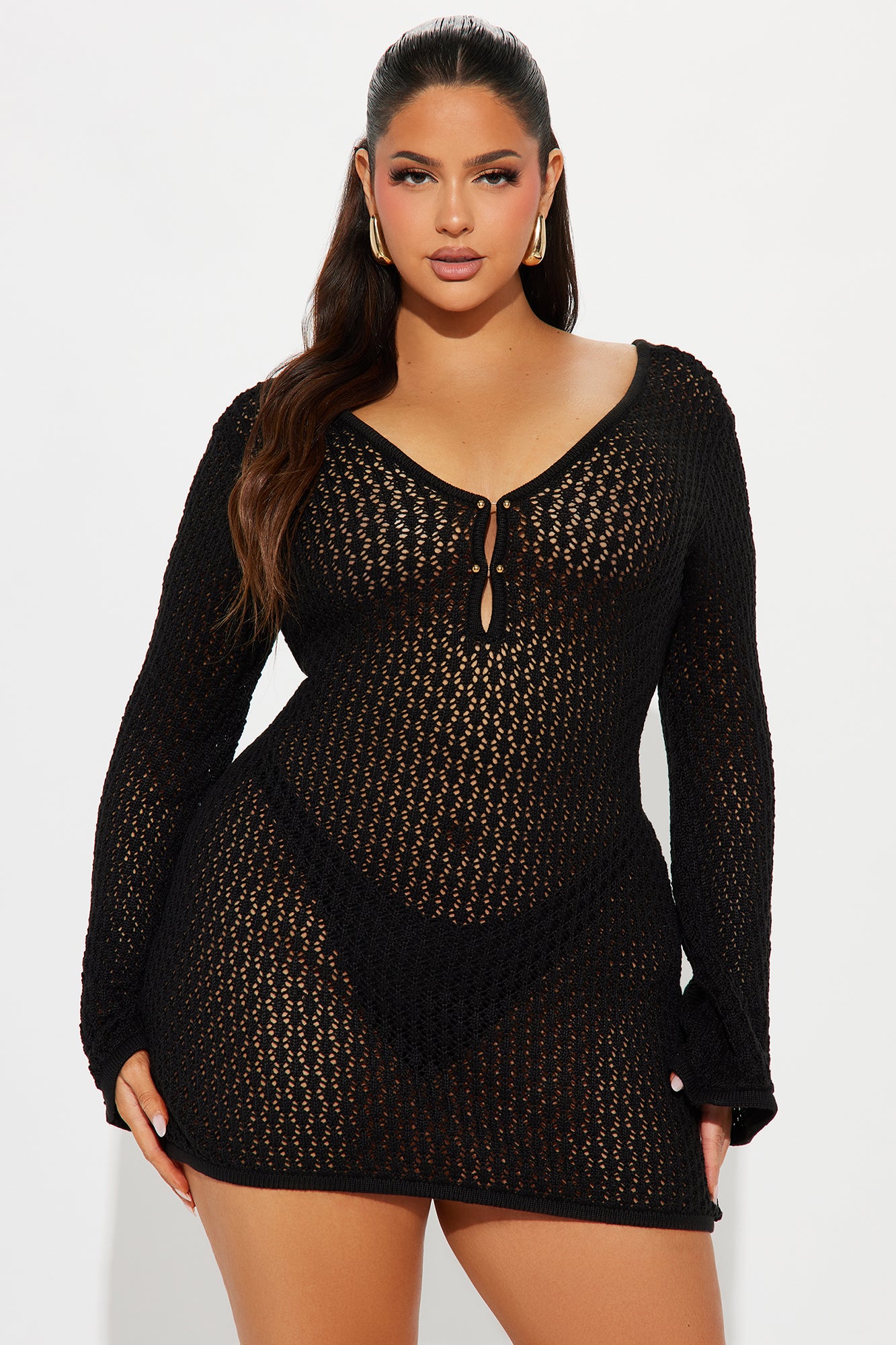 Oh So Crochet Mini Dress - Black
