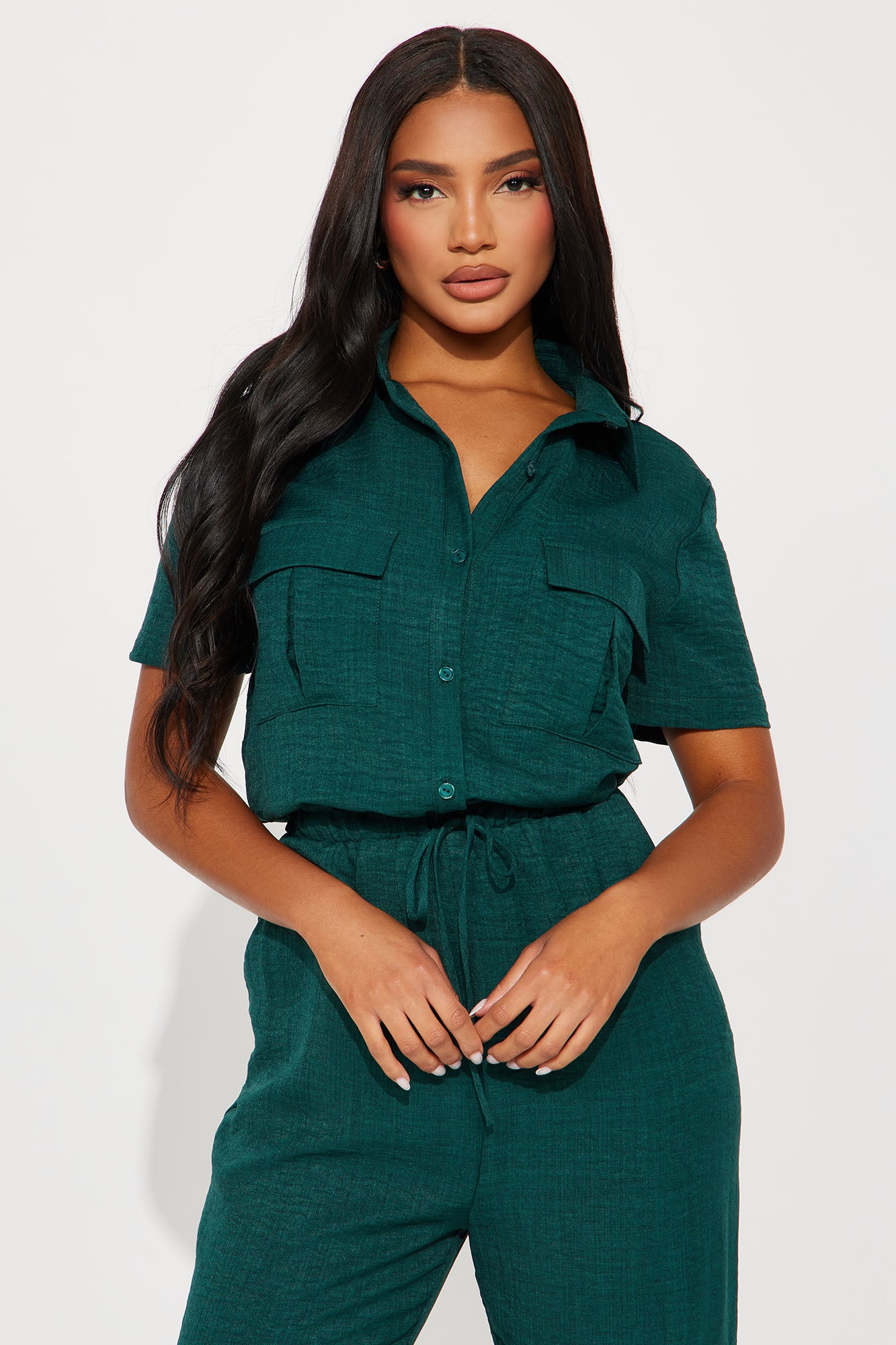 Come Find Me Linen Jumpsuit - Hunter
