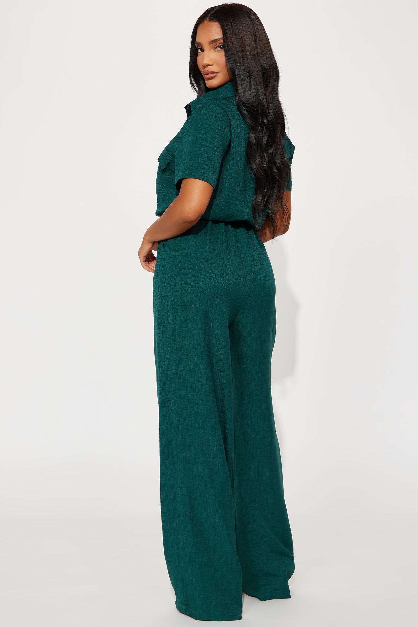 Come Find Me Linen Jumpsuit - Hunter