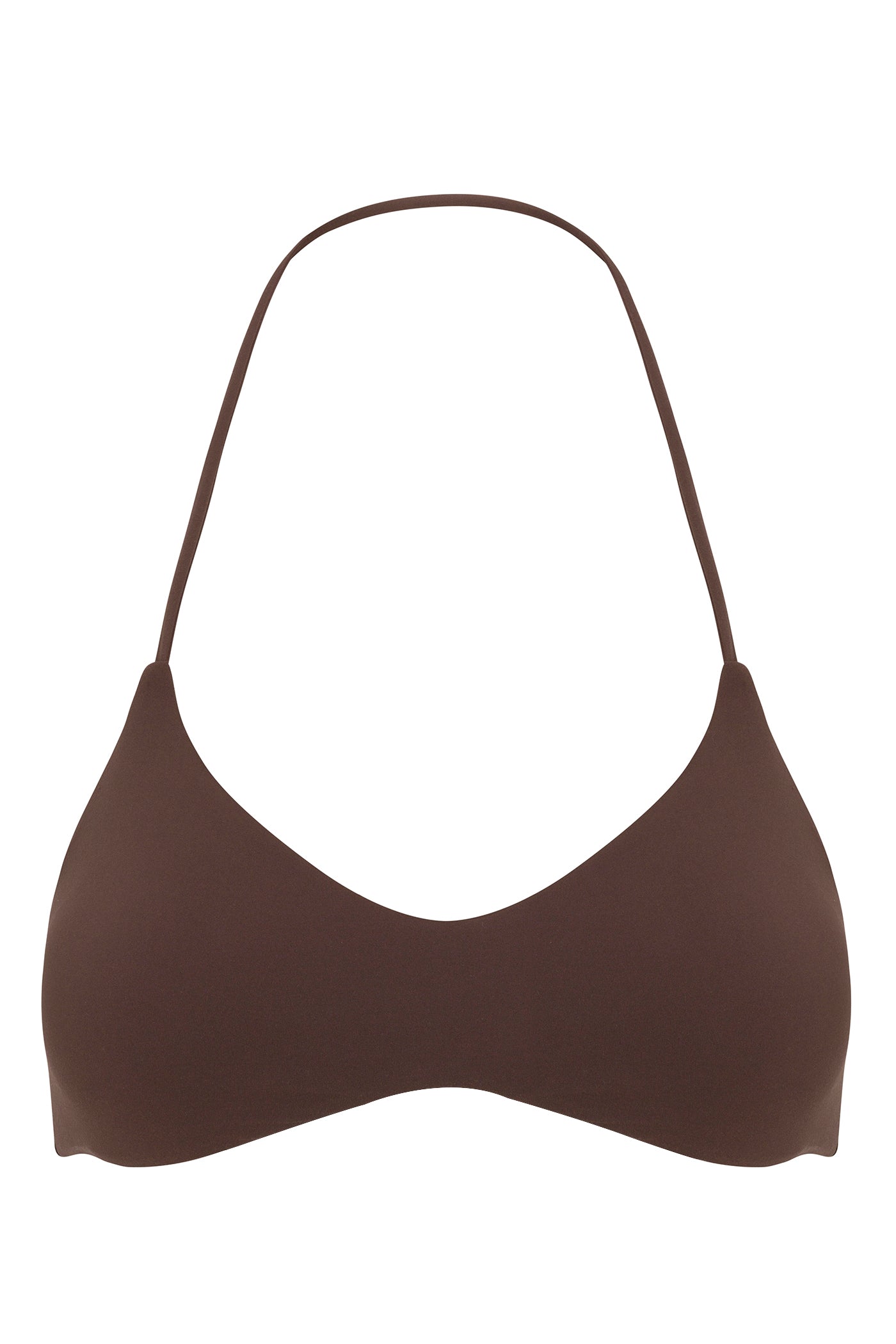 Second Skin Double Lined Halter Bra Top - Chocolate