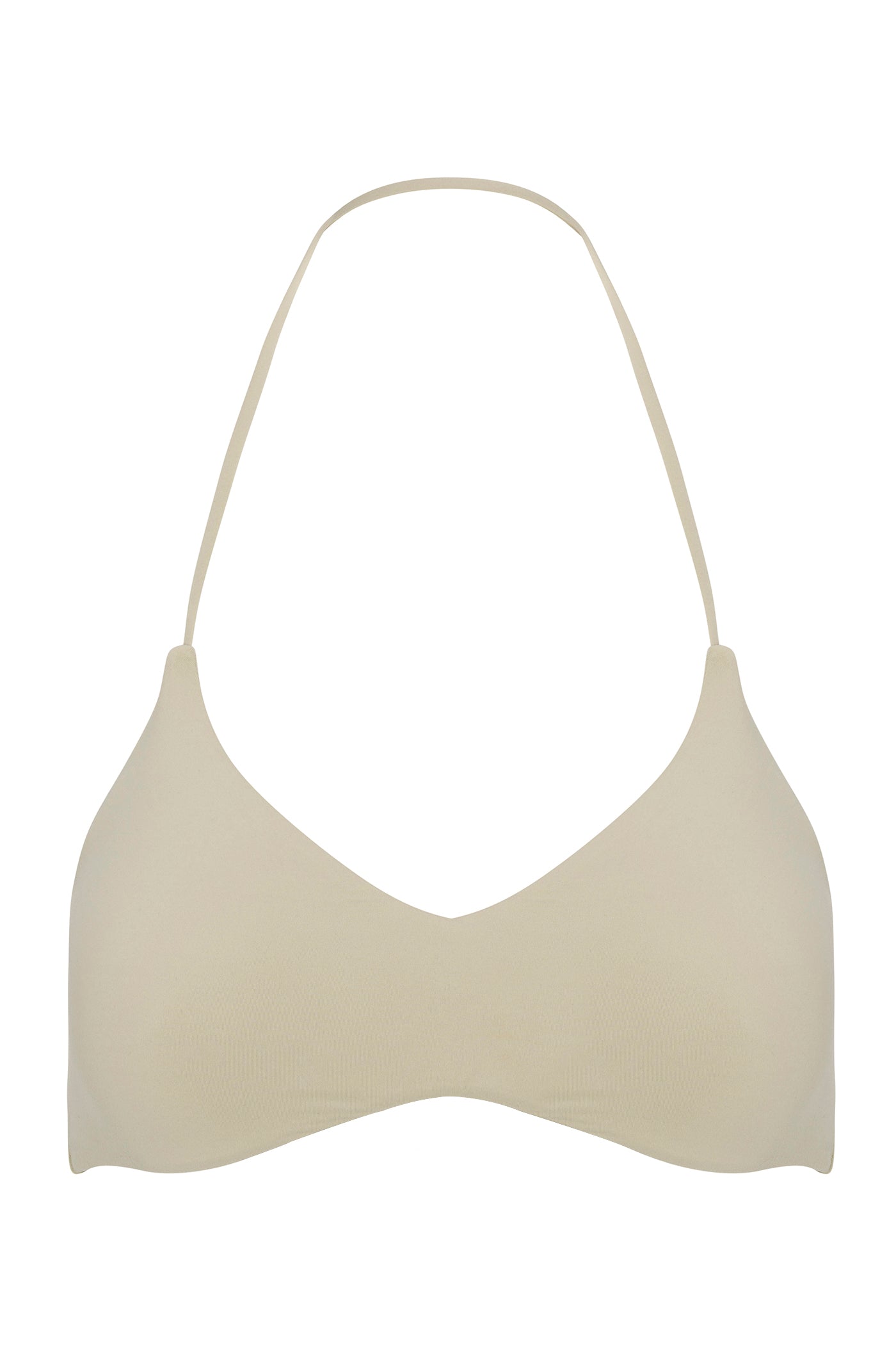 Second Skin Double Lined Halter Bra Top - Stone