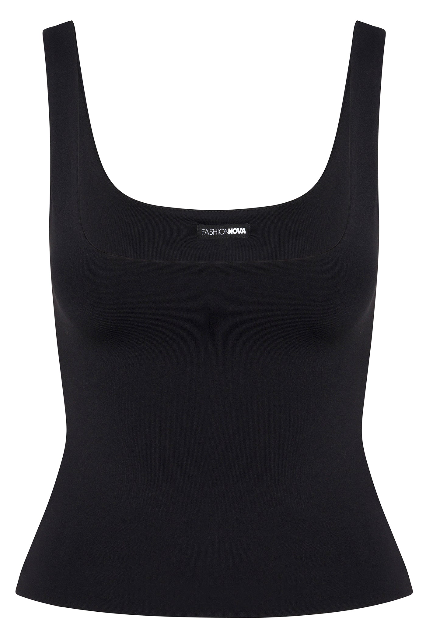 Contour Double Lined Square Neck Tank Top - Black