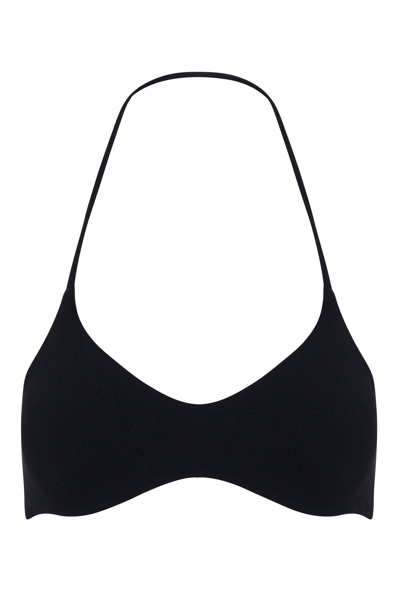 Second Skin Double Lined Halter Bra Top - Black