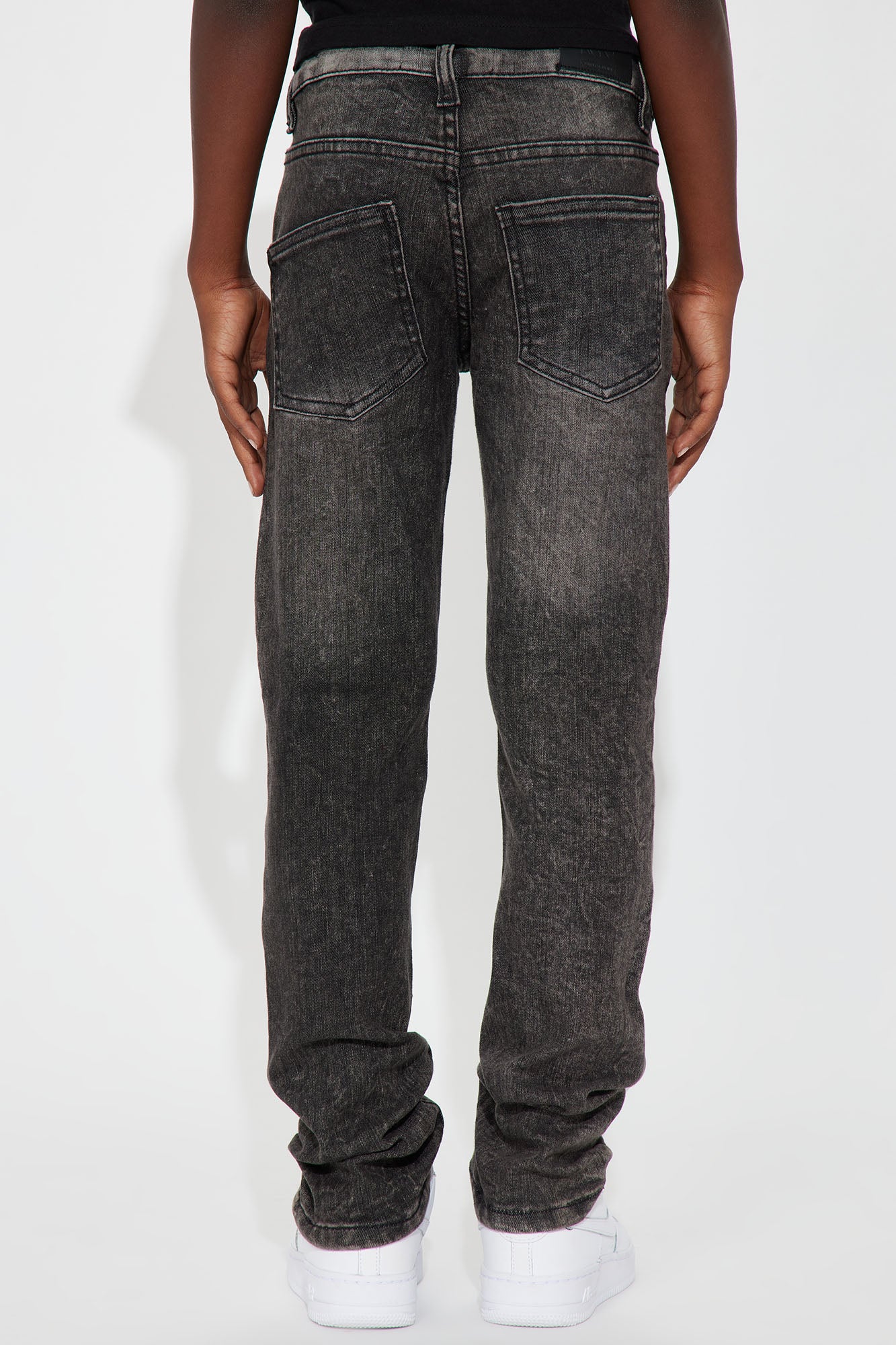 Mini Stretch Denim Ripped Knee Skinny Jeans - Charcoal