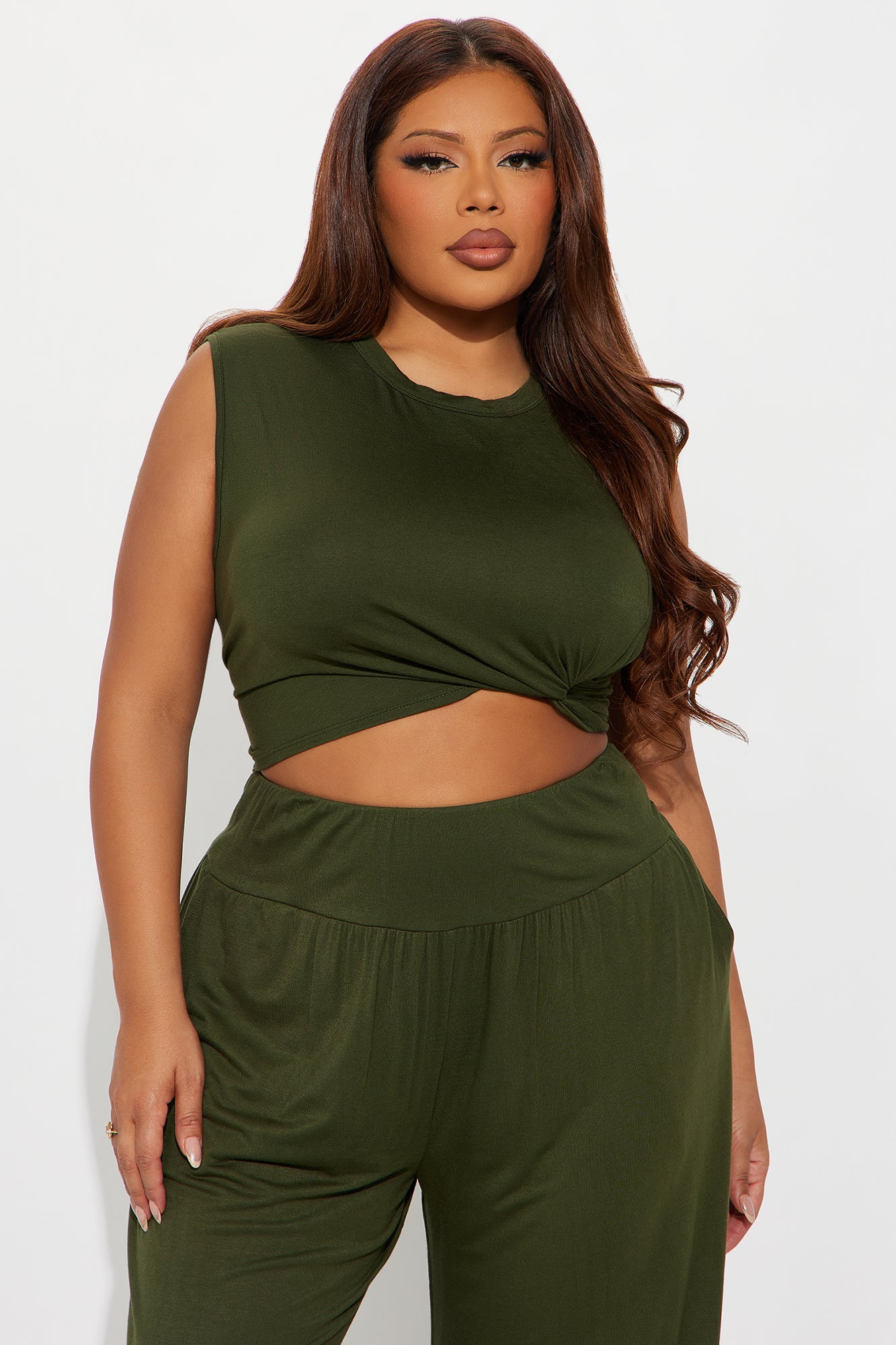 Charlotte Rayon Pant Set - Olive