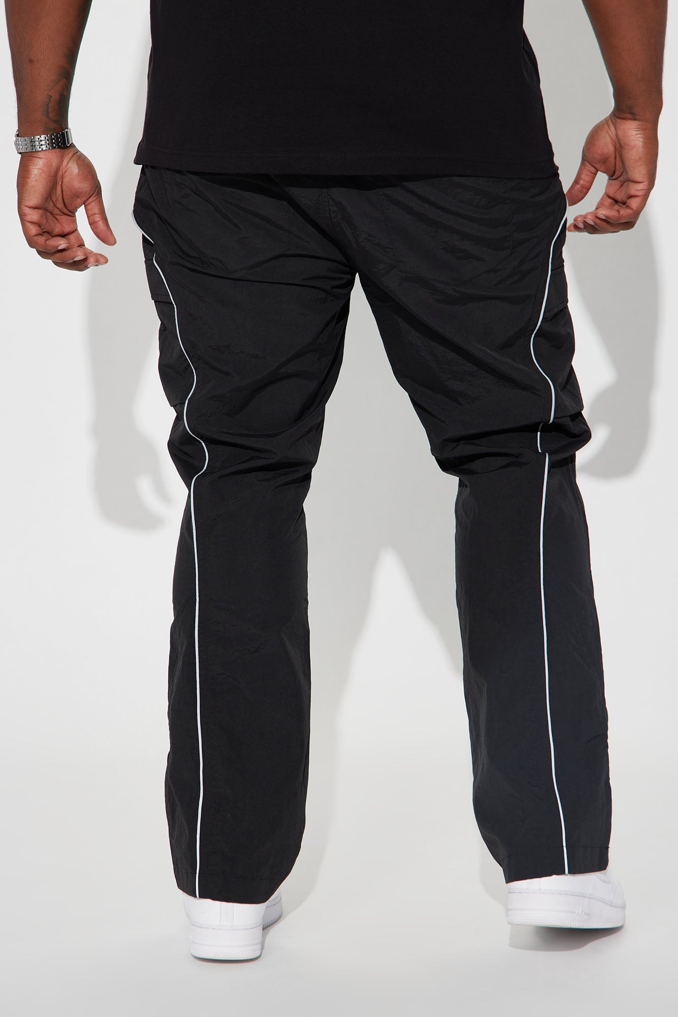 Shake It Down Nylon Stacked Slim Flare Pants - Black
