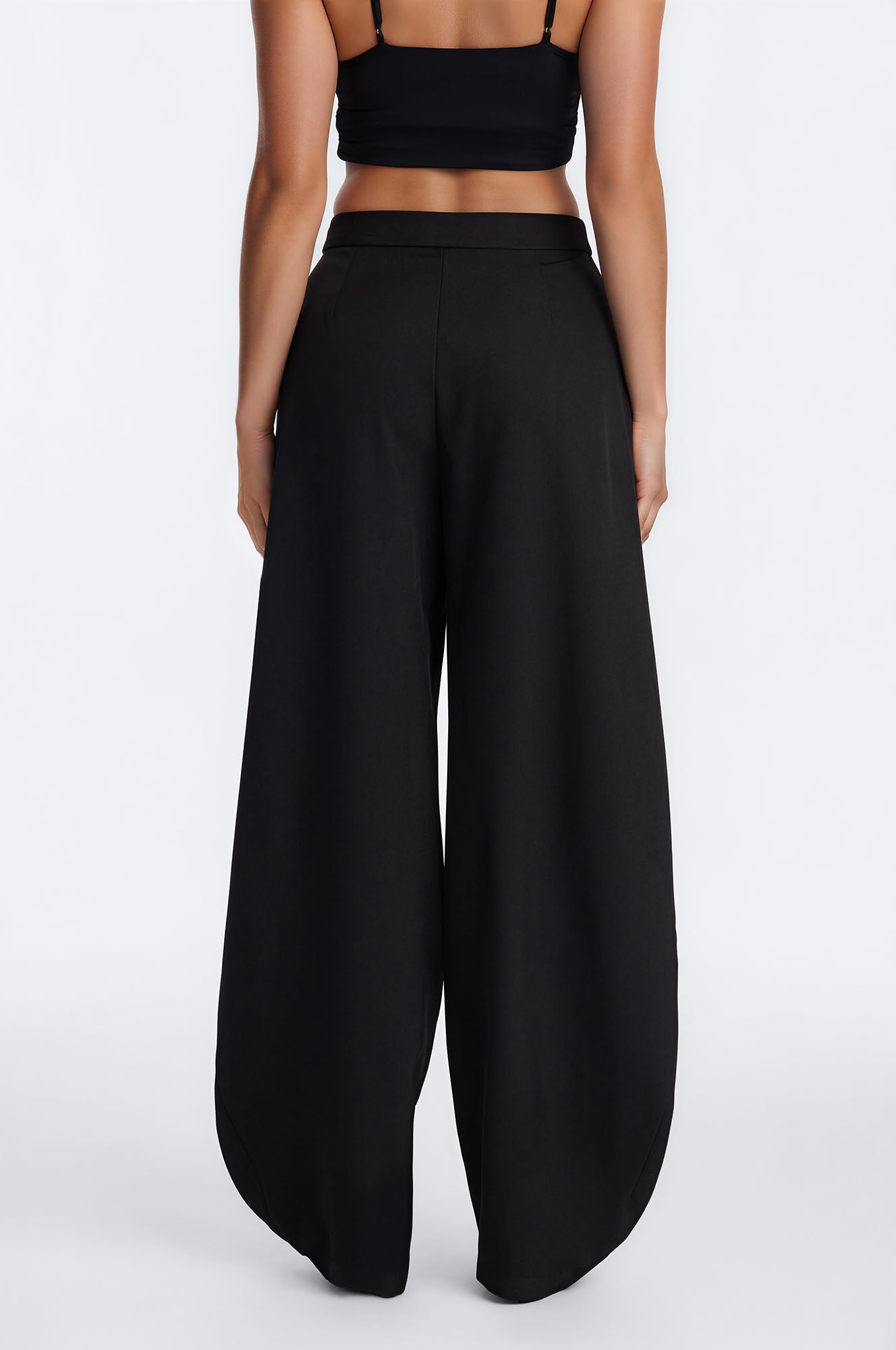 Josephine Barrel Leg Pleated Trouser - Black