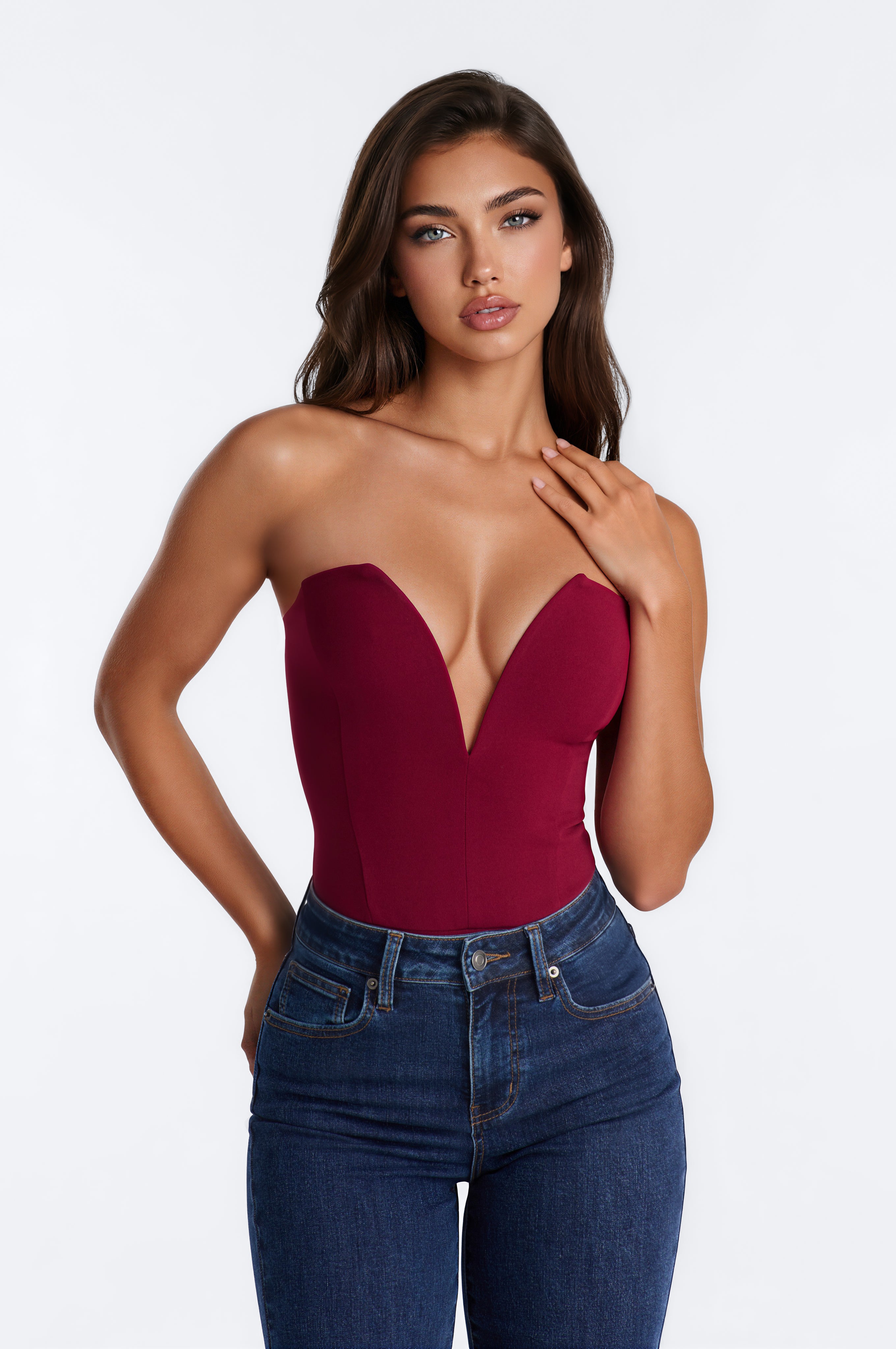 French Kiss Bodysuit - Burgundy
