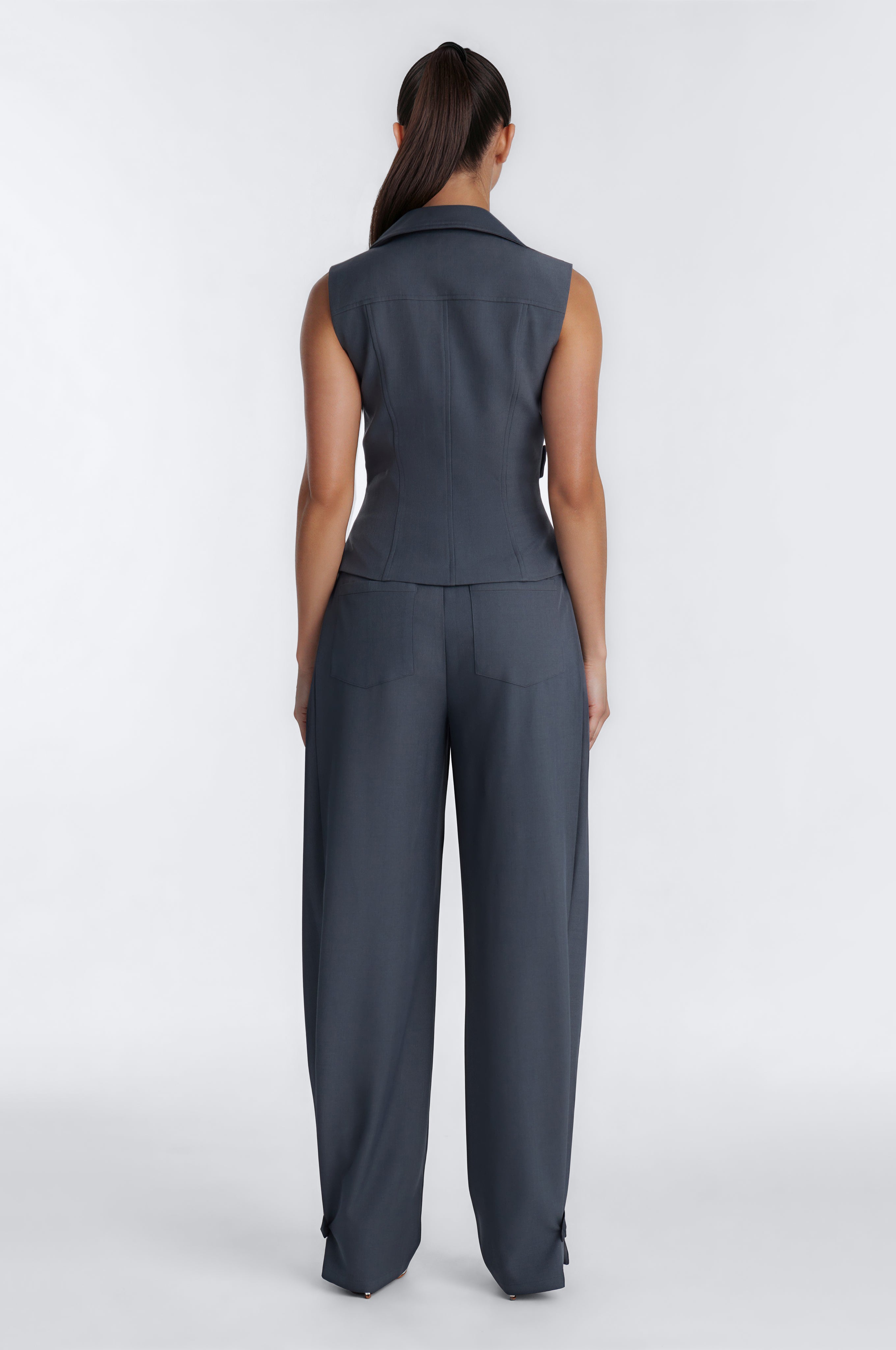 Hold It Down Balloon Pant Set - Charcoal