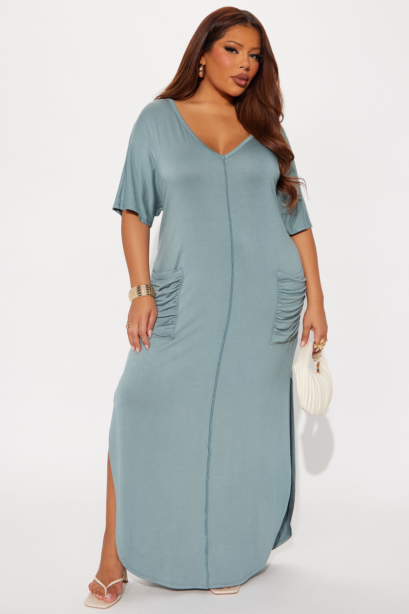 Staying In T-Shirt Maxi Dress - Sage