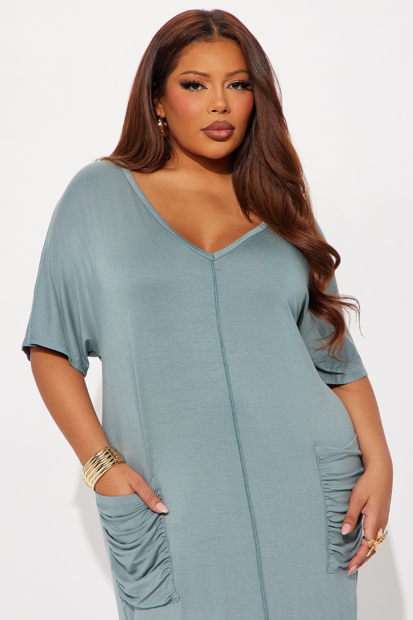 Staying In T-Shirt Maxi Dress - Sage