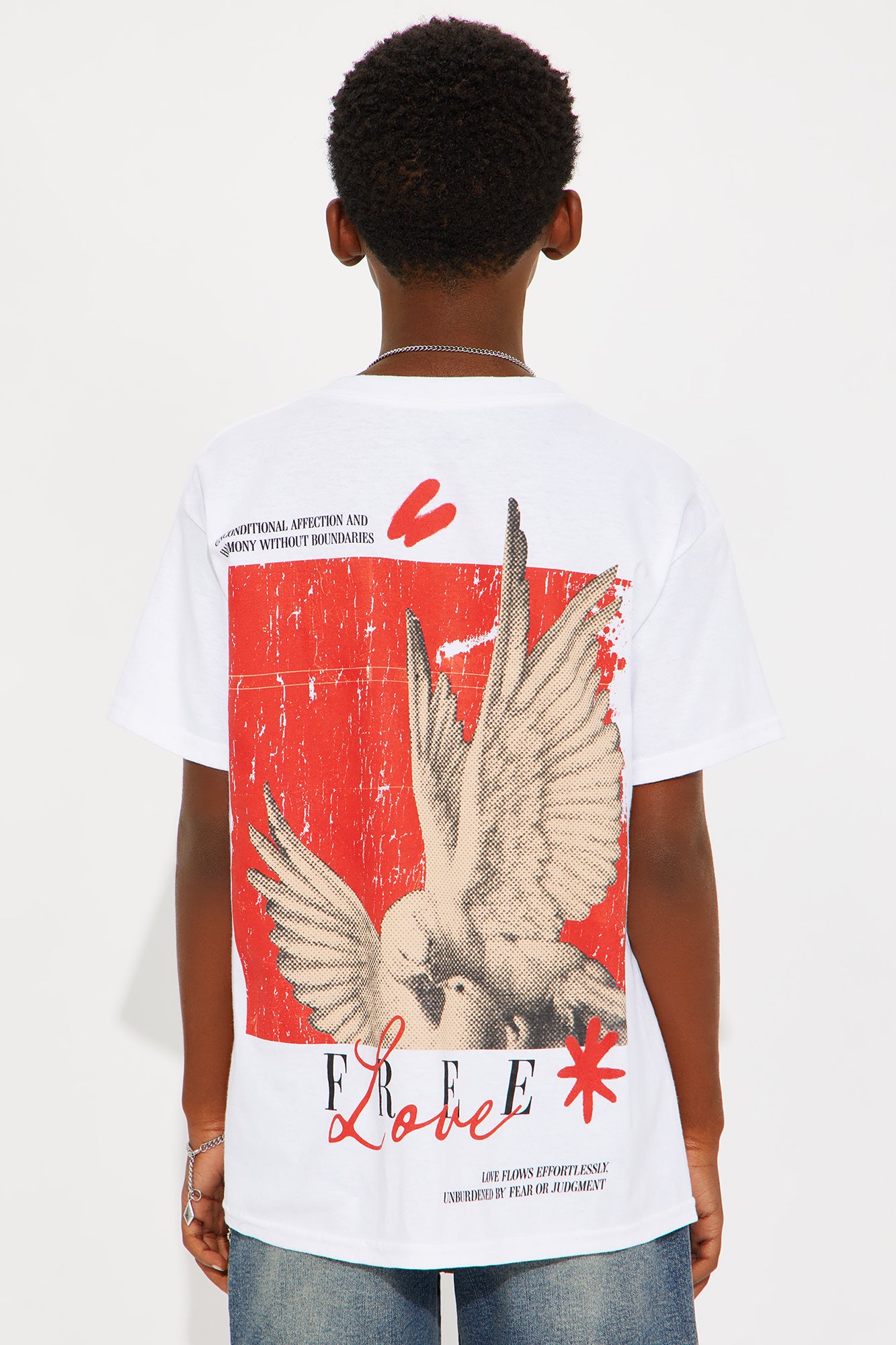 Mini Free Love Dove Short Sleeve Tee - White