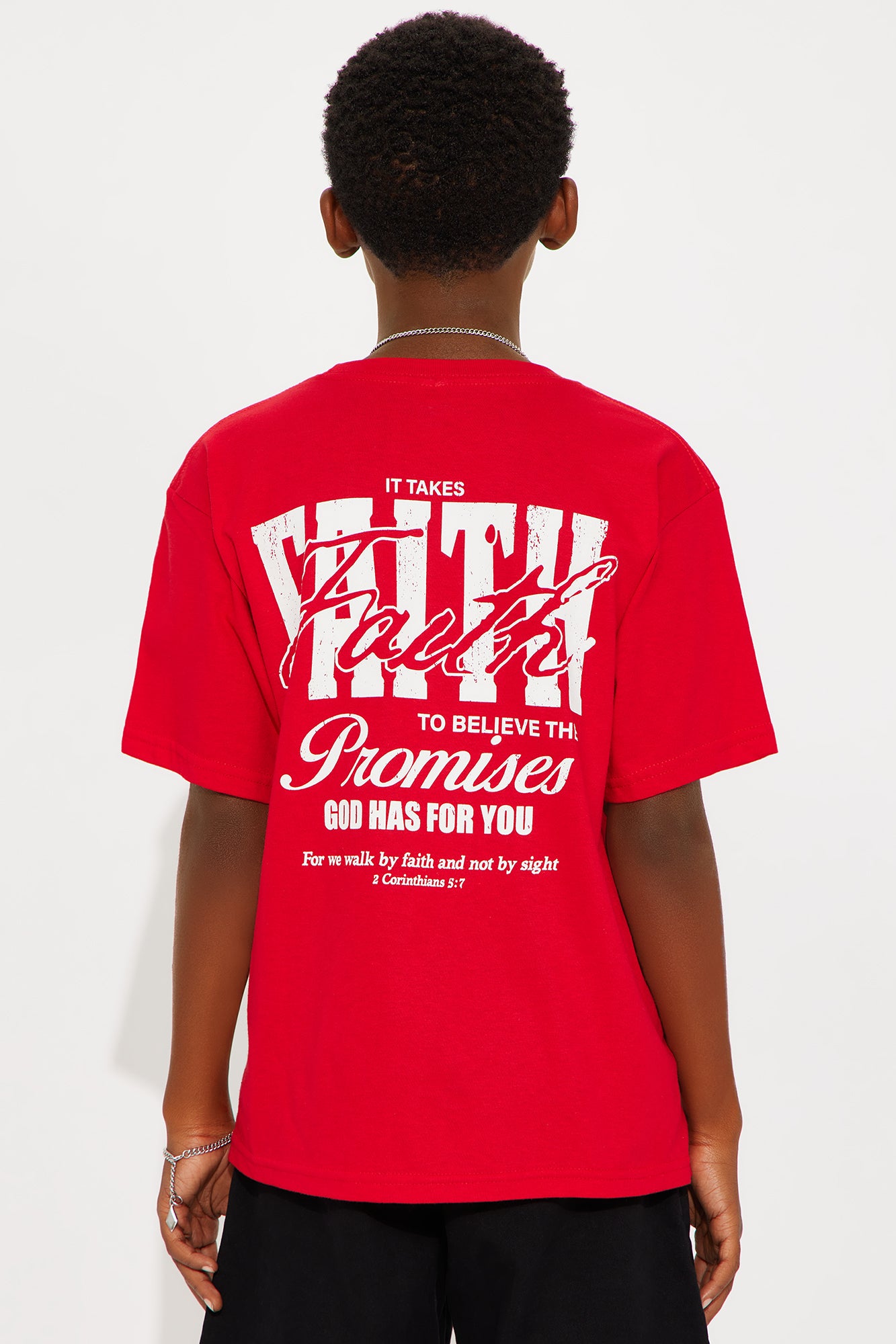 Mini It Takes Faith Front/Back Short Sleeve Tee - Red