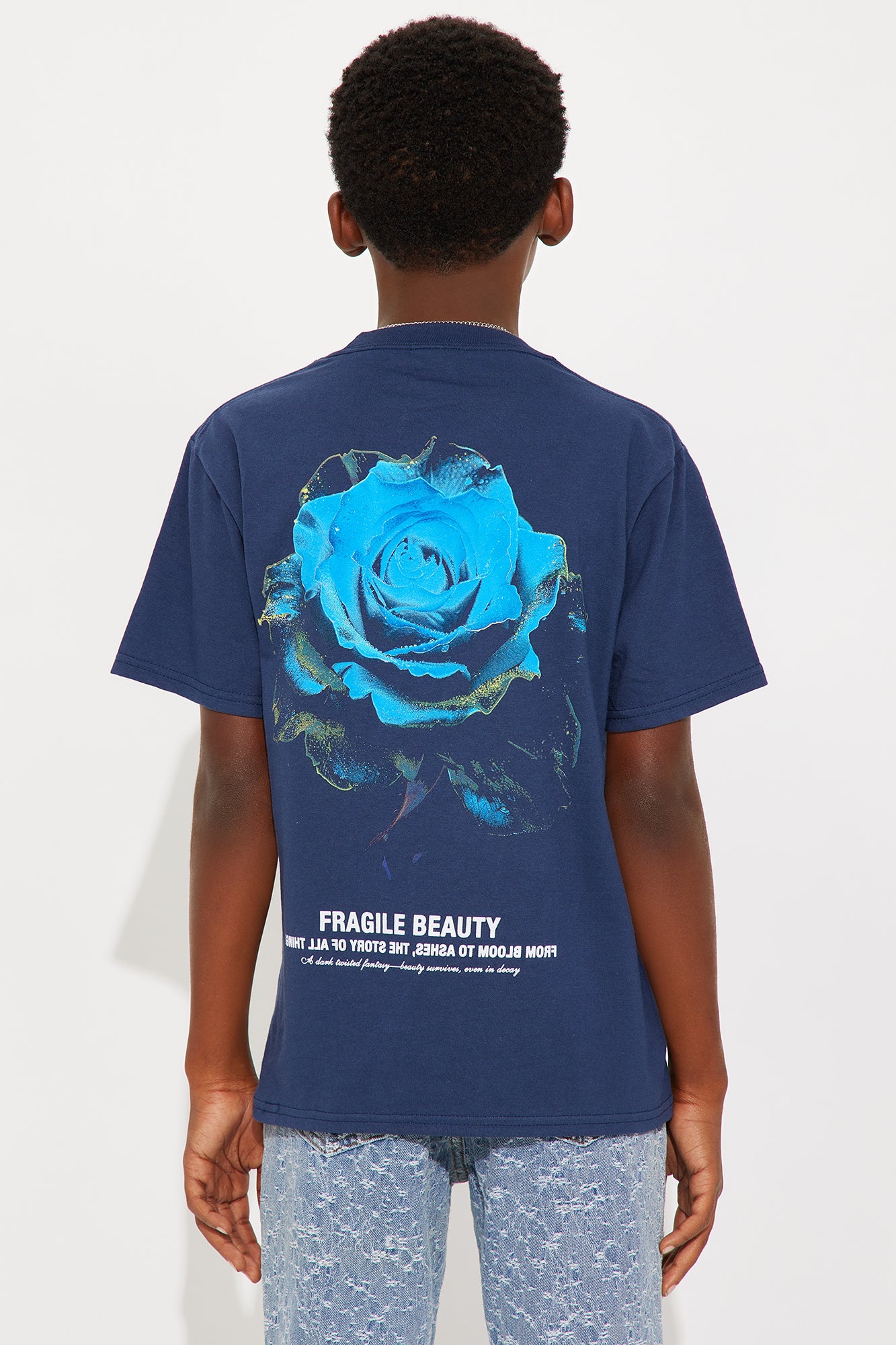 Mini Fragile Beauty Short Sleeve Front/Back Tee - Navy