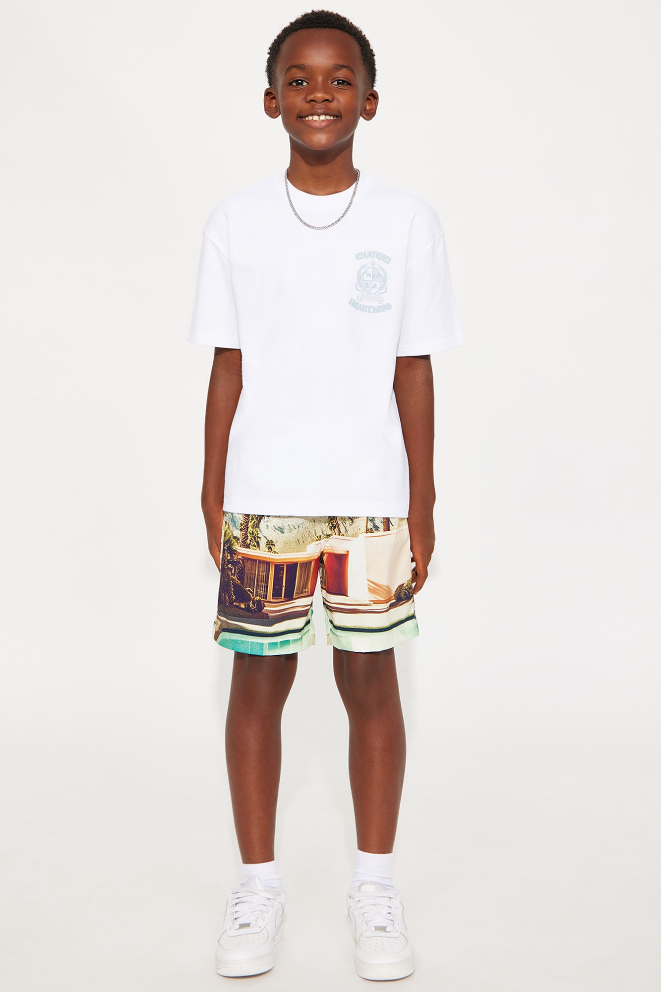 Mini Chateau Photoreal Short Sleeve Tee - White/combo