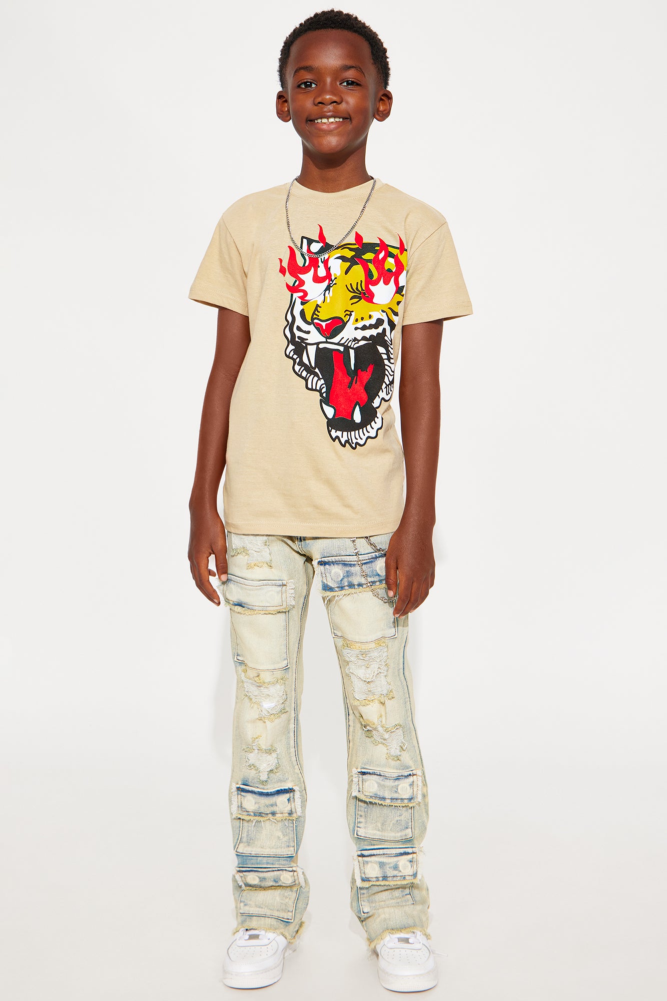 Mini Fierce Tiger Short Sleeve Tee - Sand