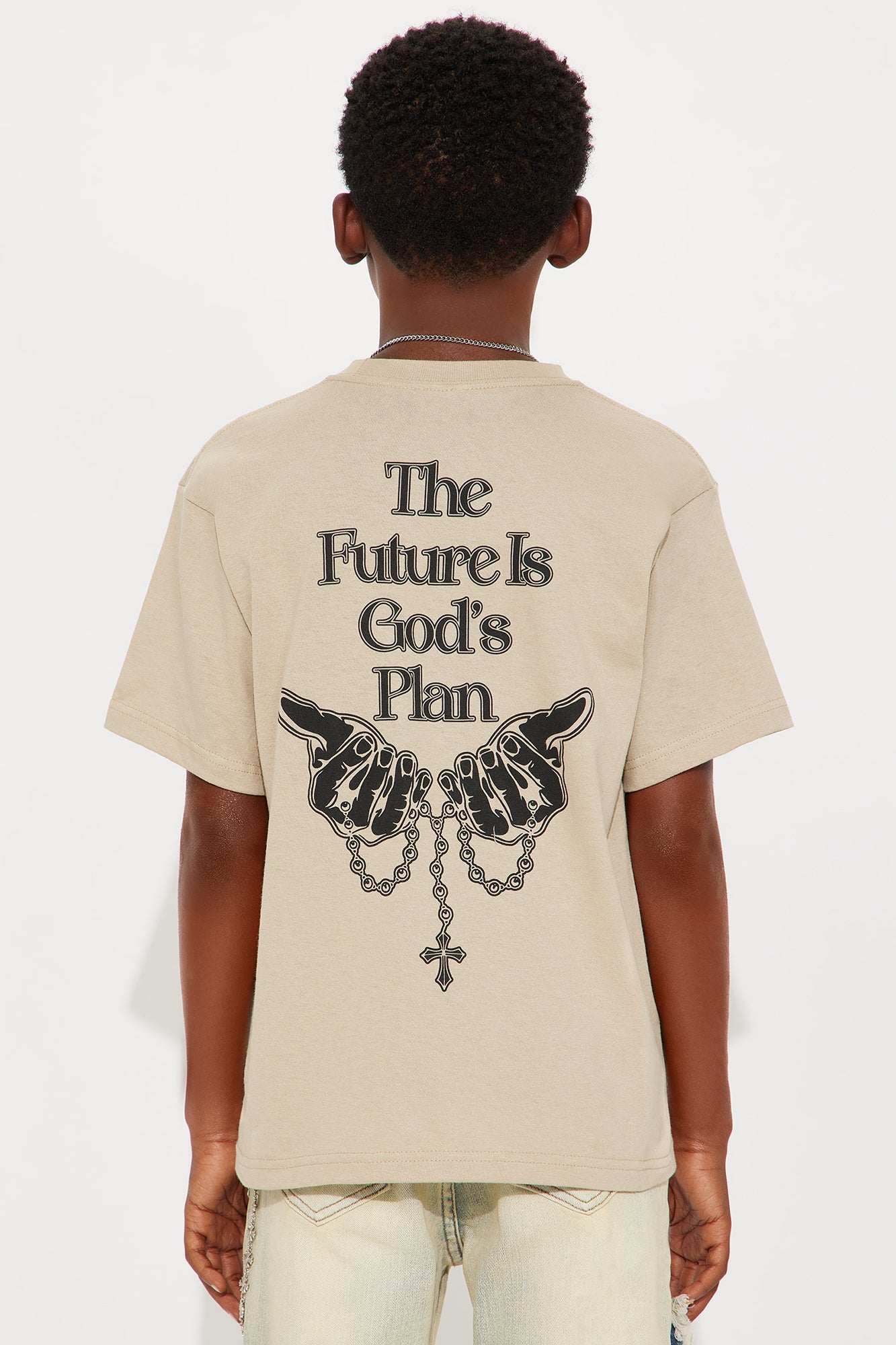 Mini The Future Is God's Plan Front/Back Short Sleeve Tee - Sand