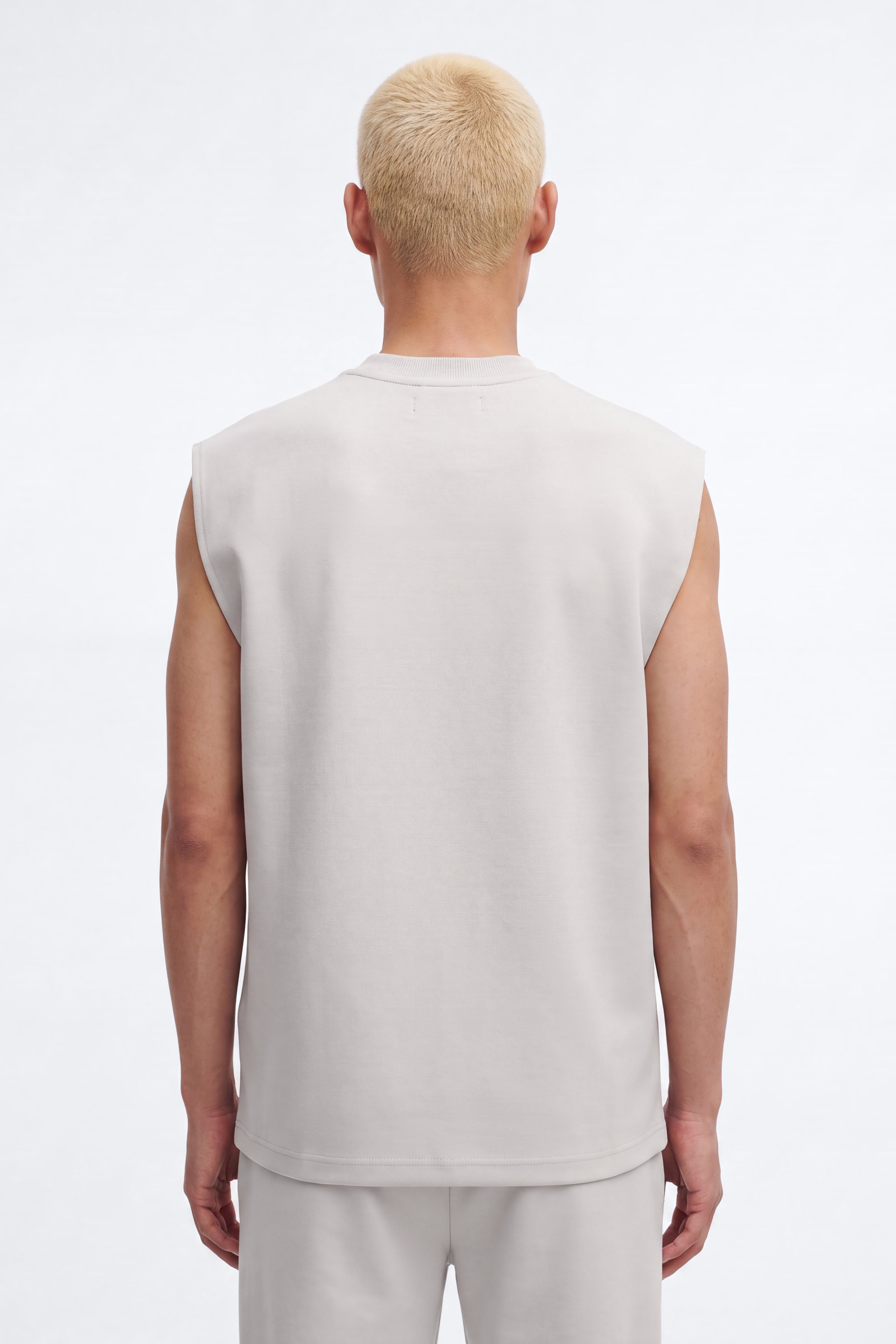 Structured Fleece Muscle Tee - Light Grey