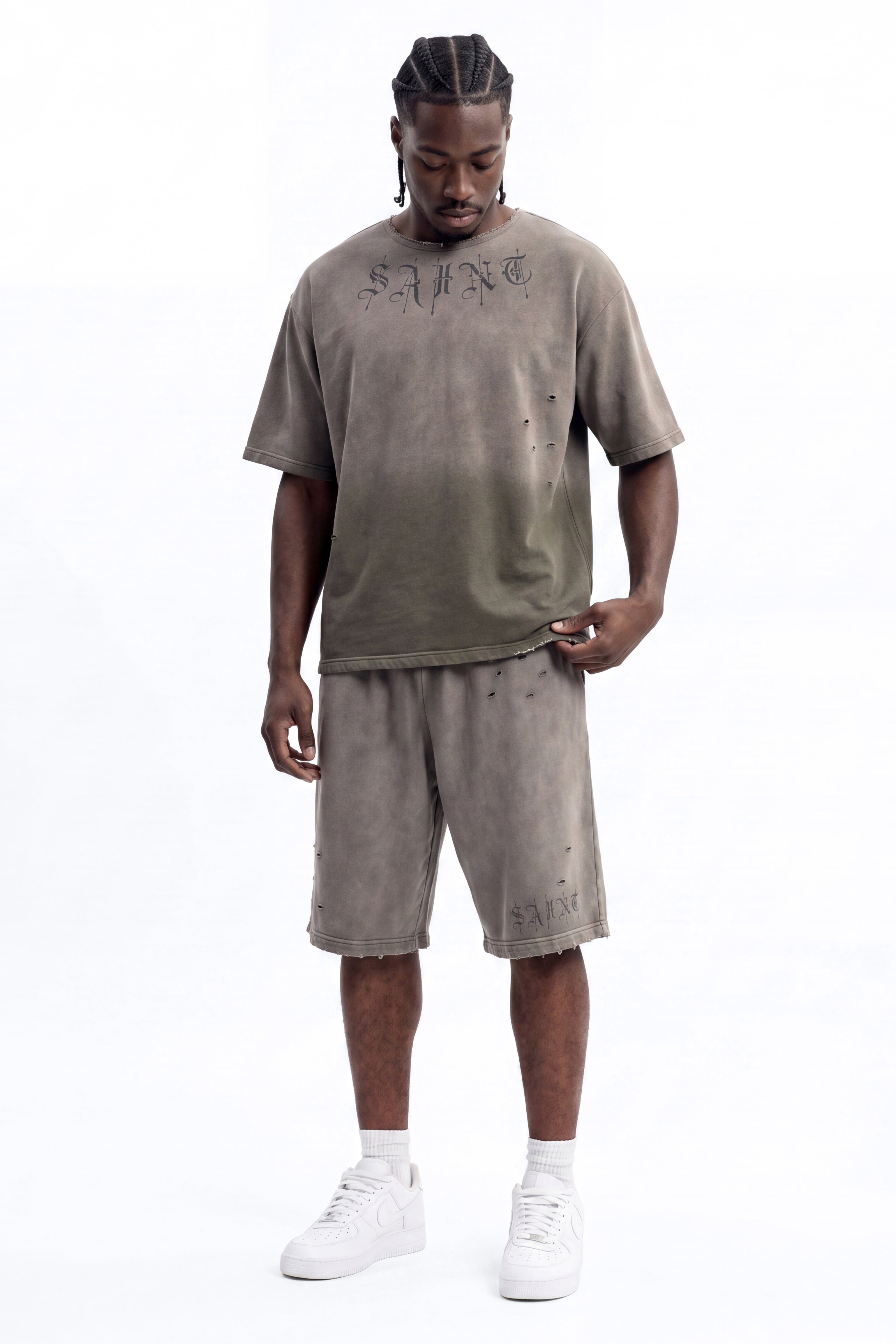 Saint Washed Baggy Shorts - Green/combo