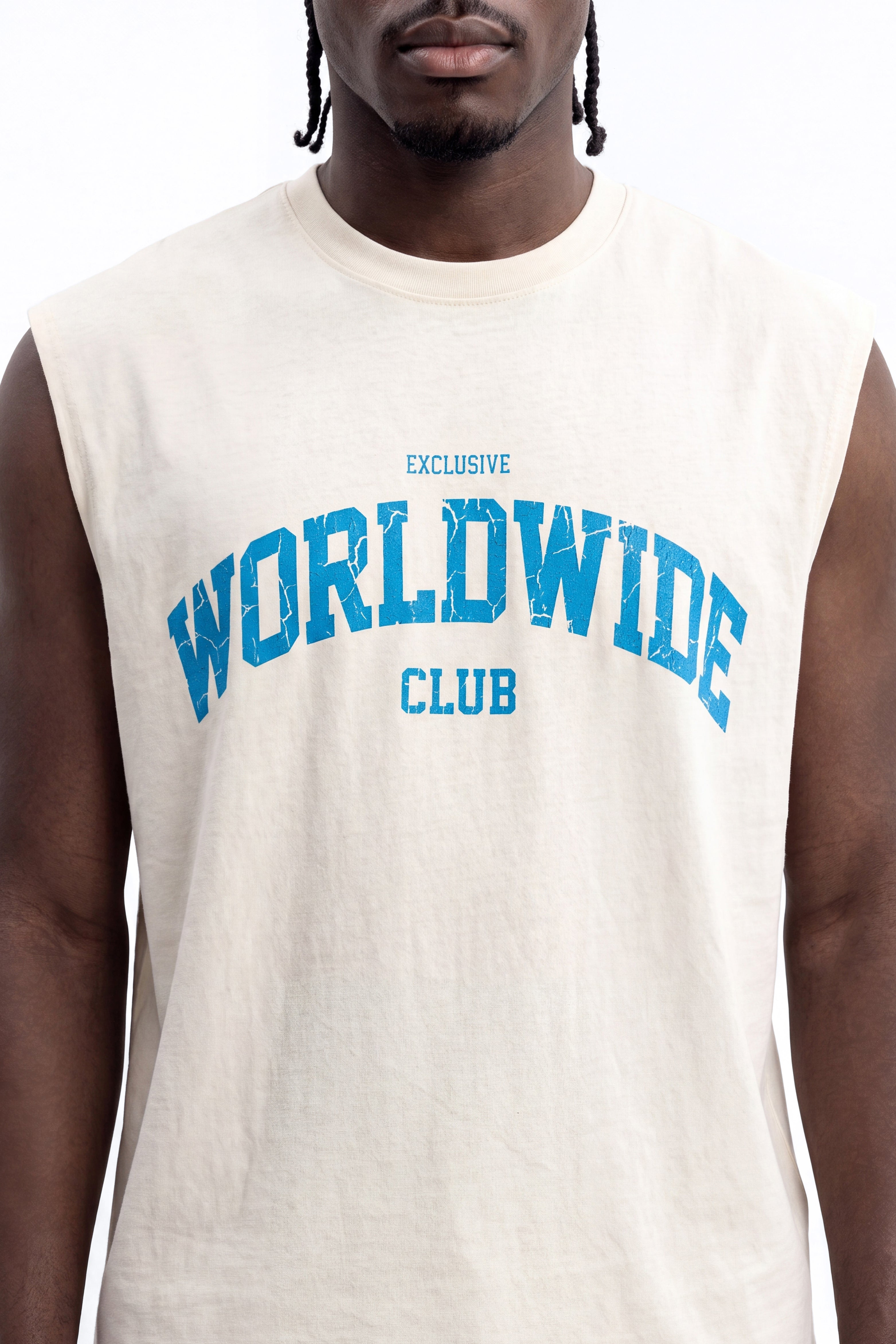 Exclusive Worldwide Club Oversized Muscle Tee - Cream