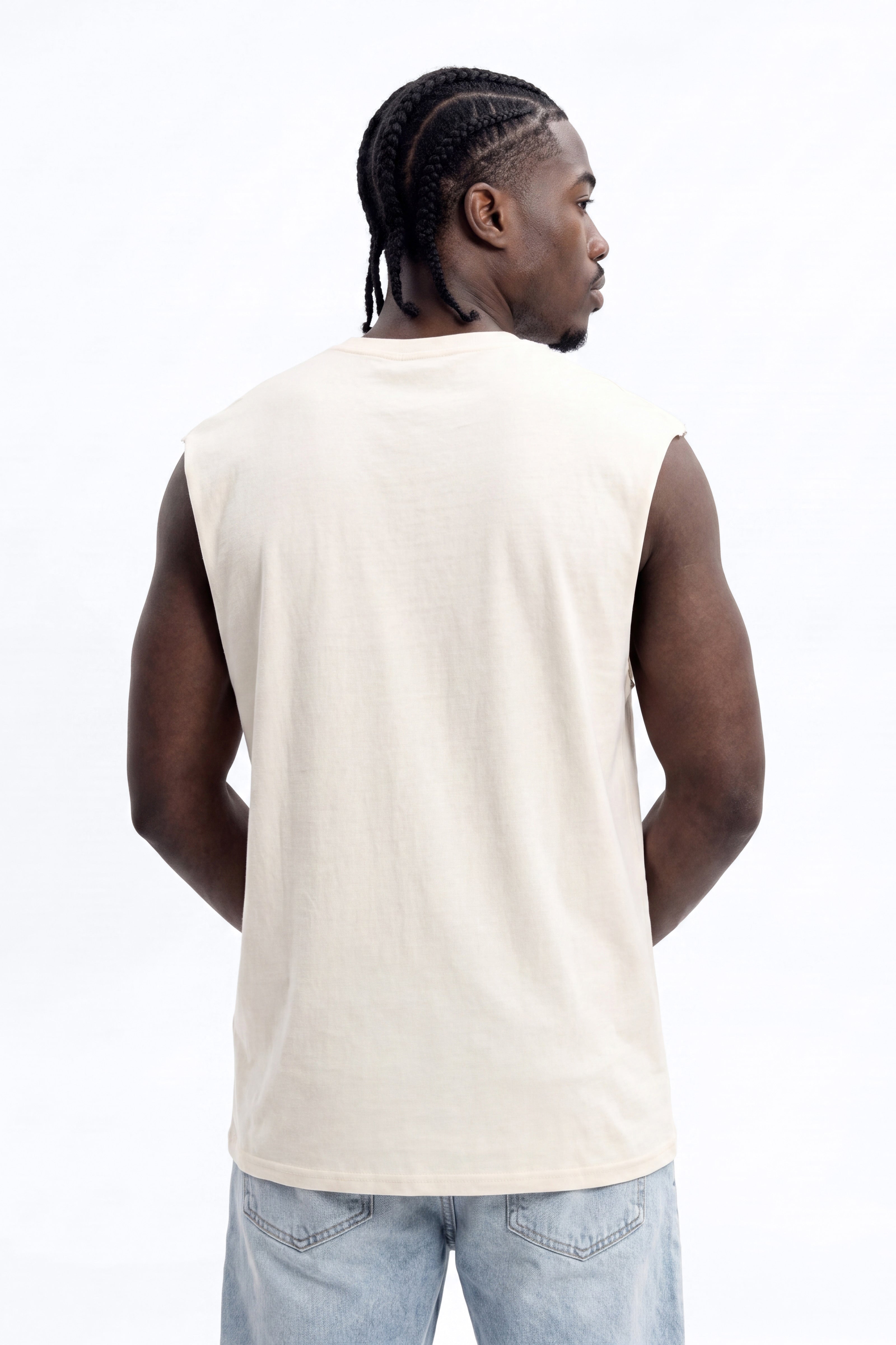 Exclusive Worldwide Club Oversized Muscle Tee - Cream