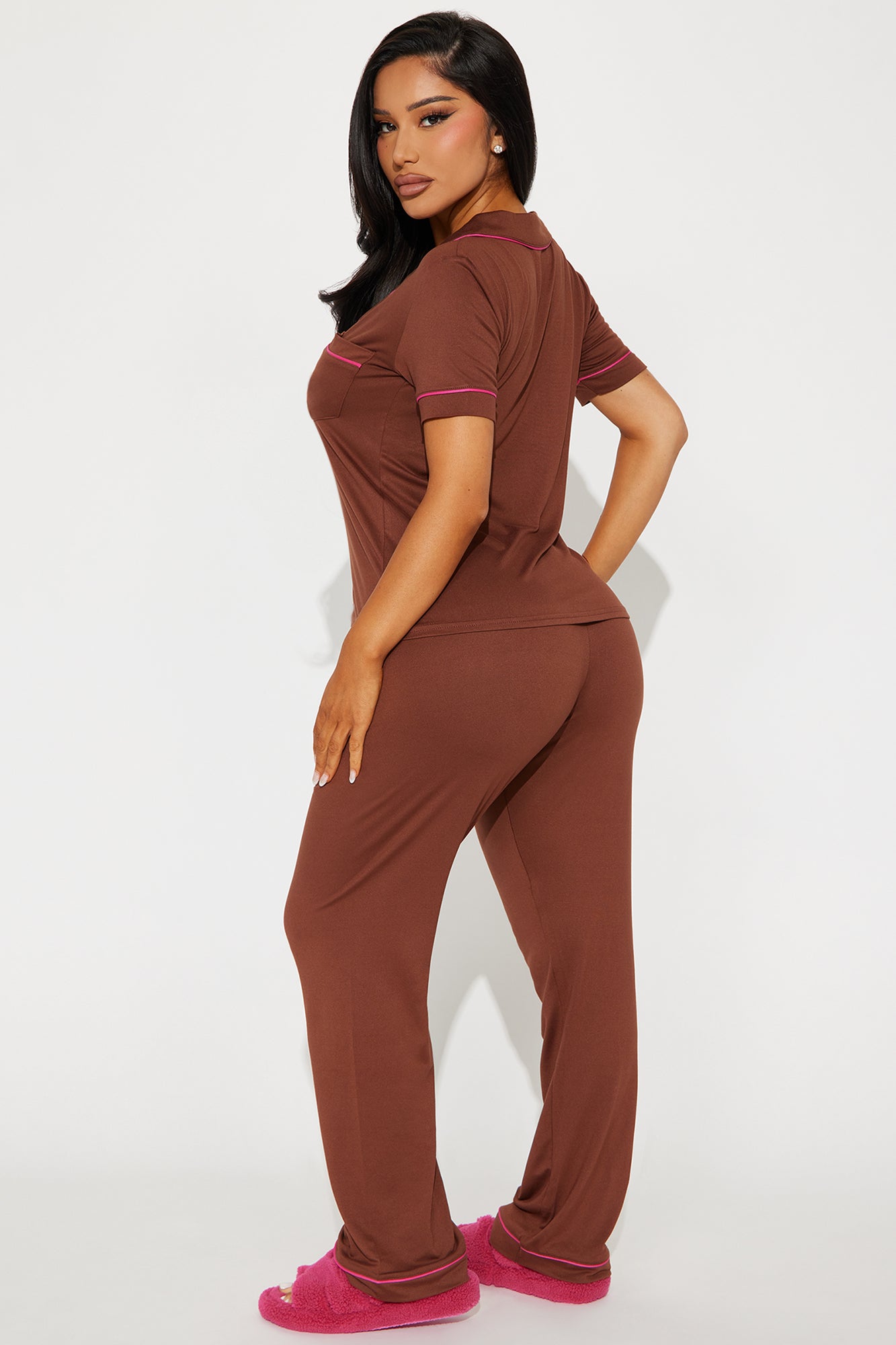 Hit Snooze PJ Pant Set - Brown