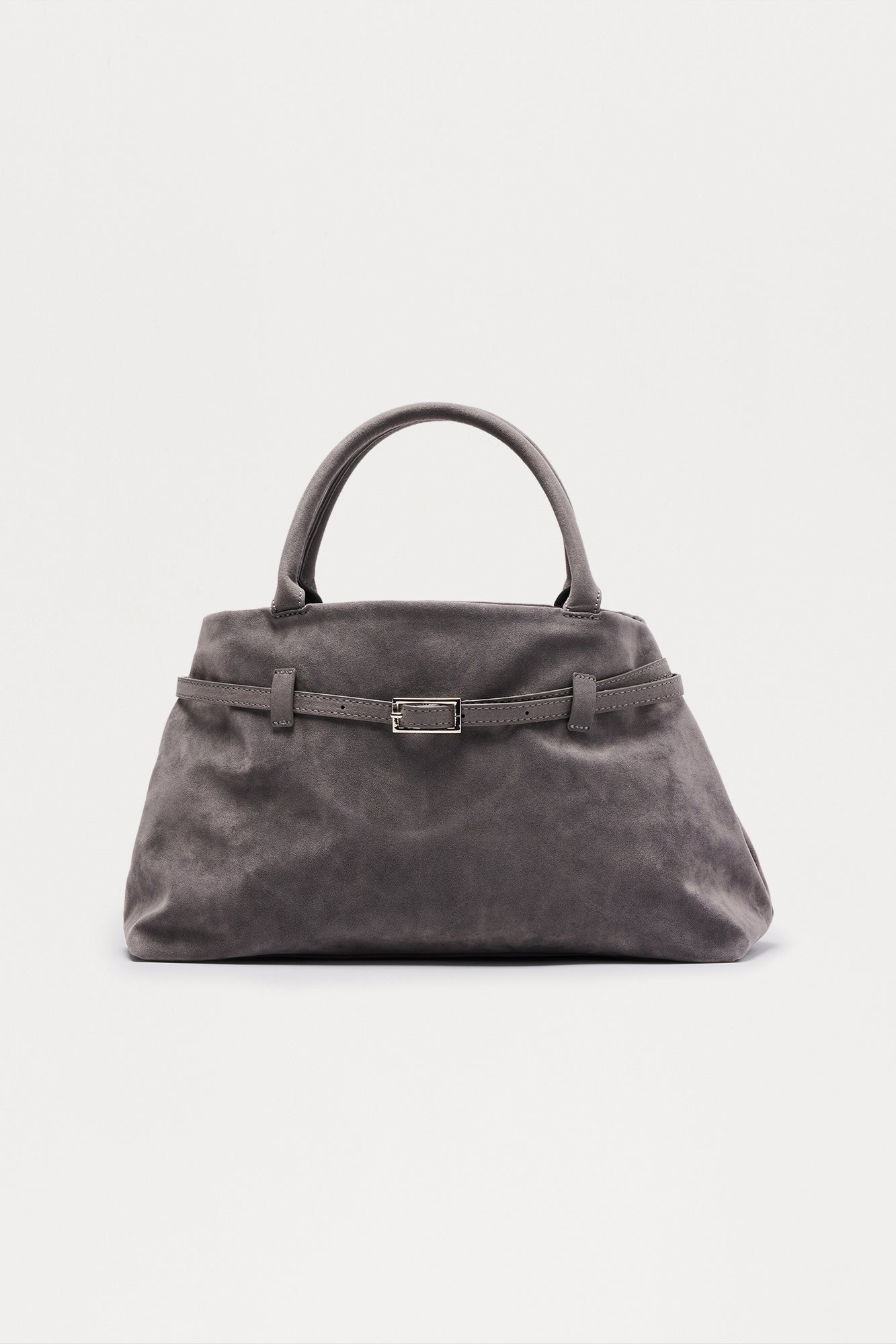 Consider This Faux Suede Shoulder Bag - Grey