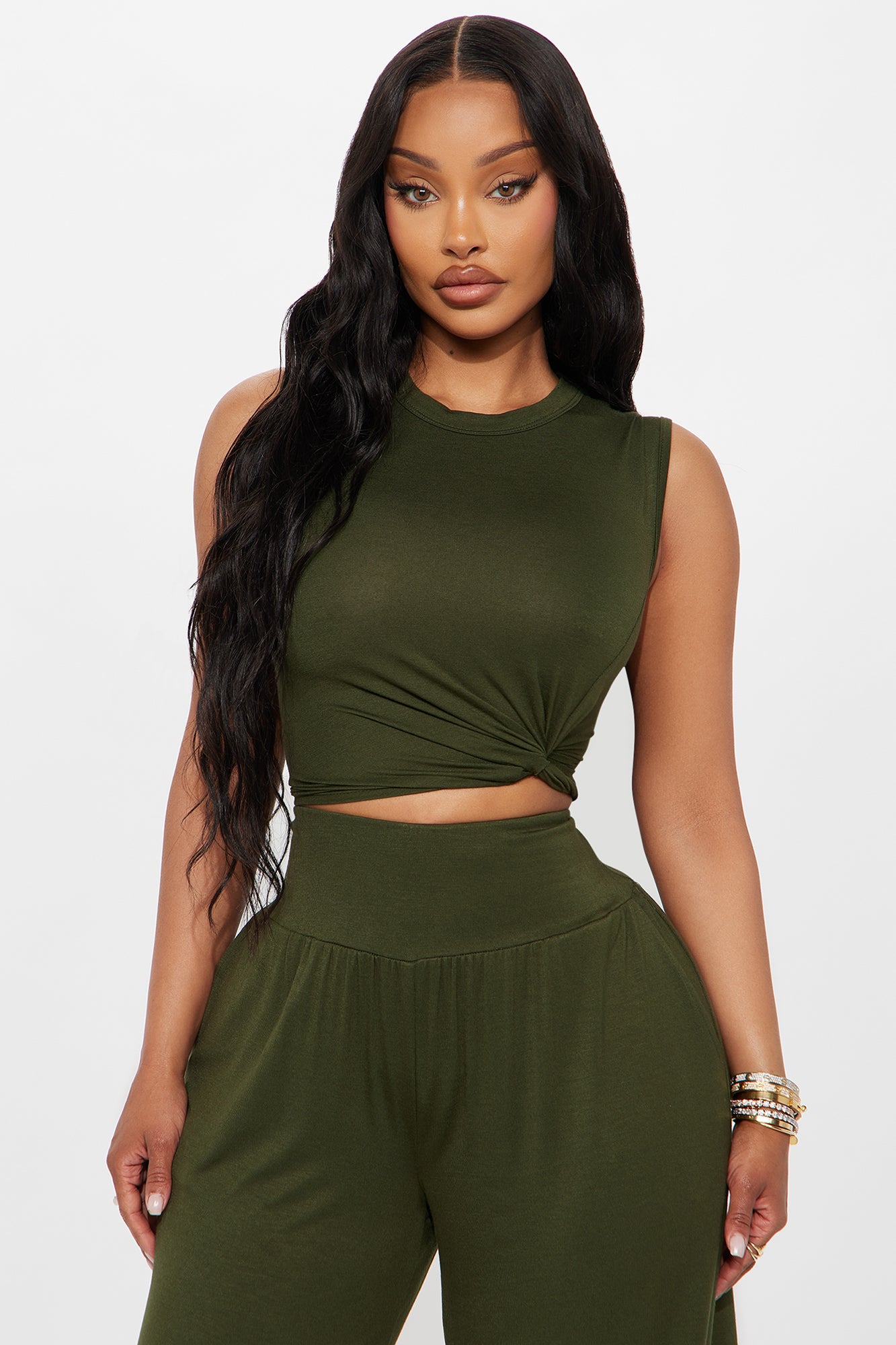 Charlotte Rayon Pant Set - Olive