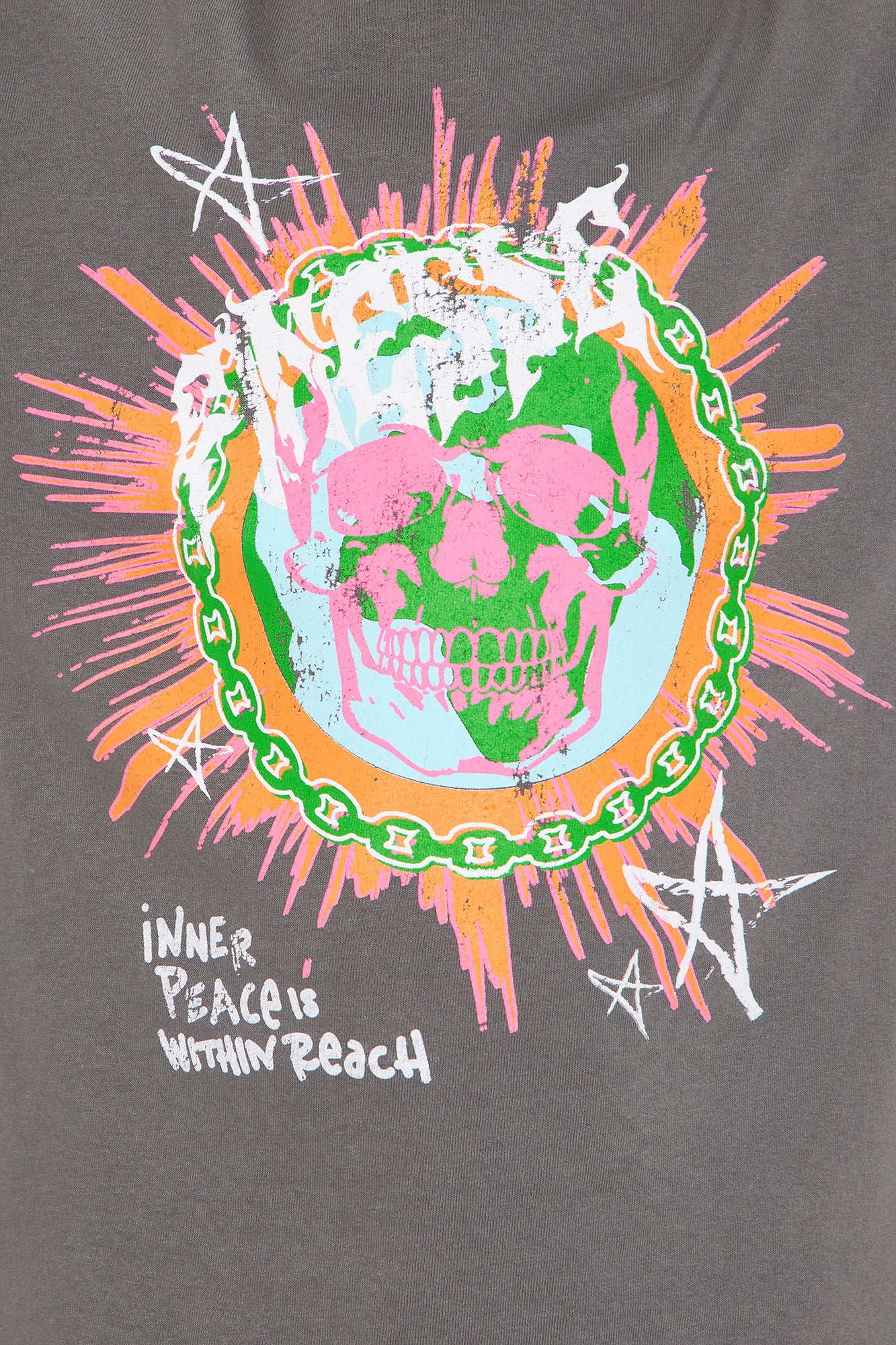 Mini Inner Peace Skull Oversized Tee - Charcoal