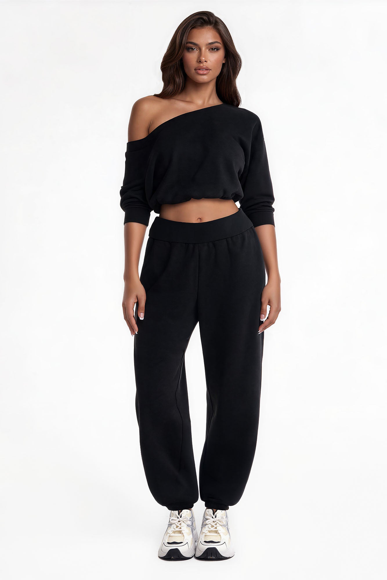Cora Foldover Waist Jogger Pant - Black