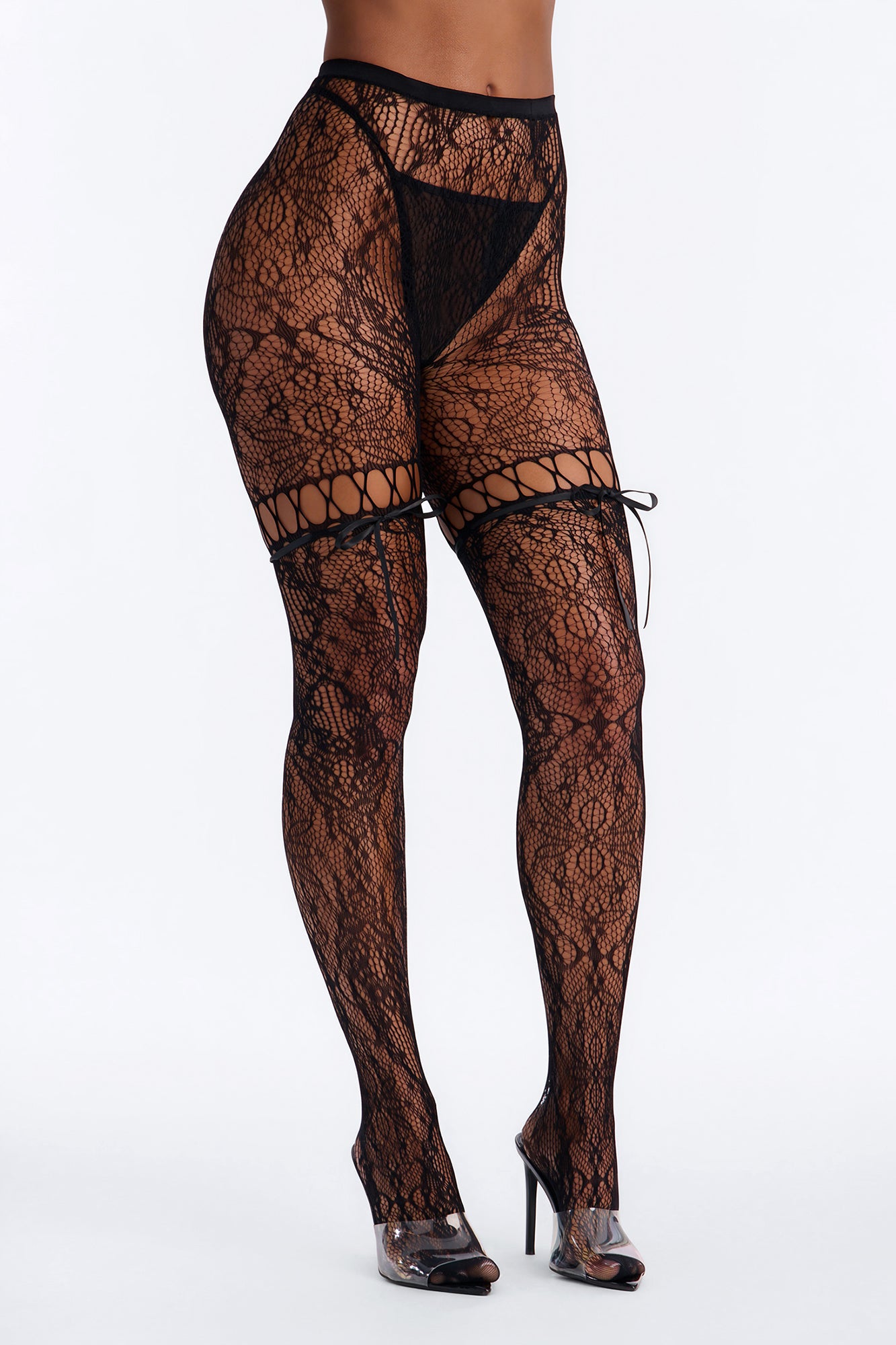 Dana Lace Up Tights - Black