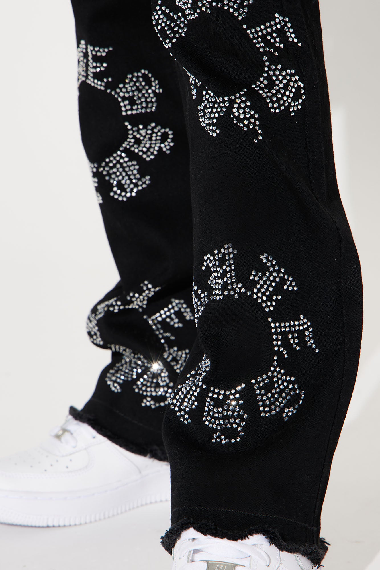 Mini Bling My Line Stacked Skinny Flare Pants - Black/Silver