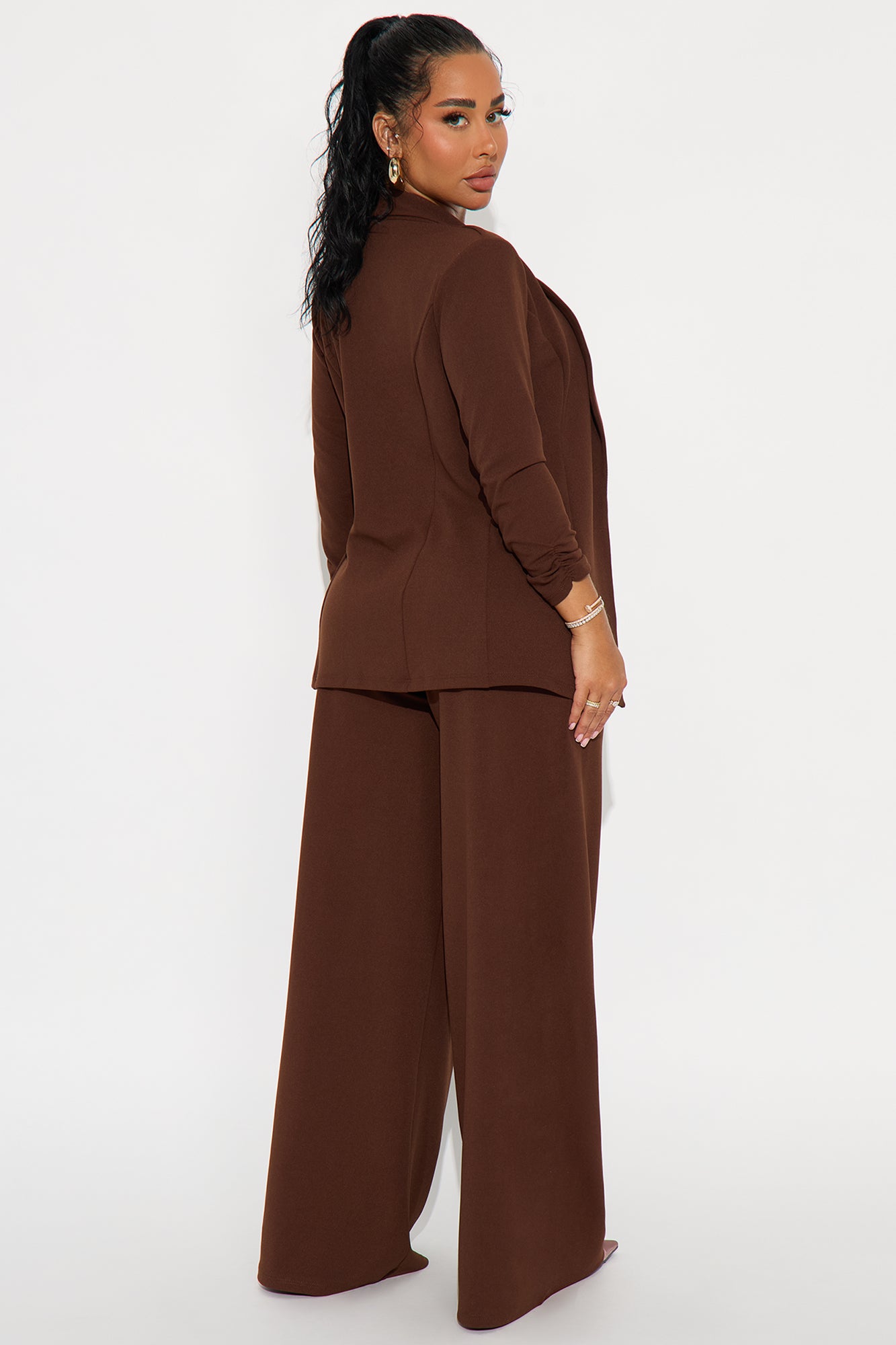 Reaching Goals Blazer Pant Set - Brown