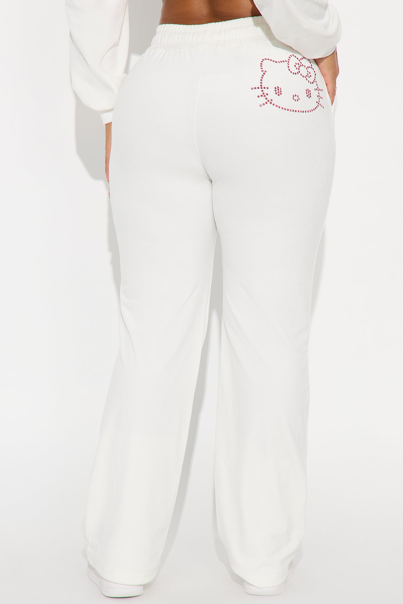 Hello Kitty Rhinestone Velour Pant - White