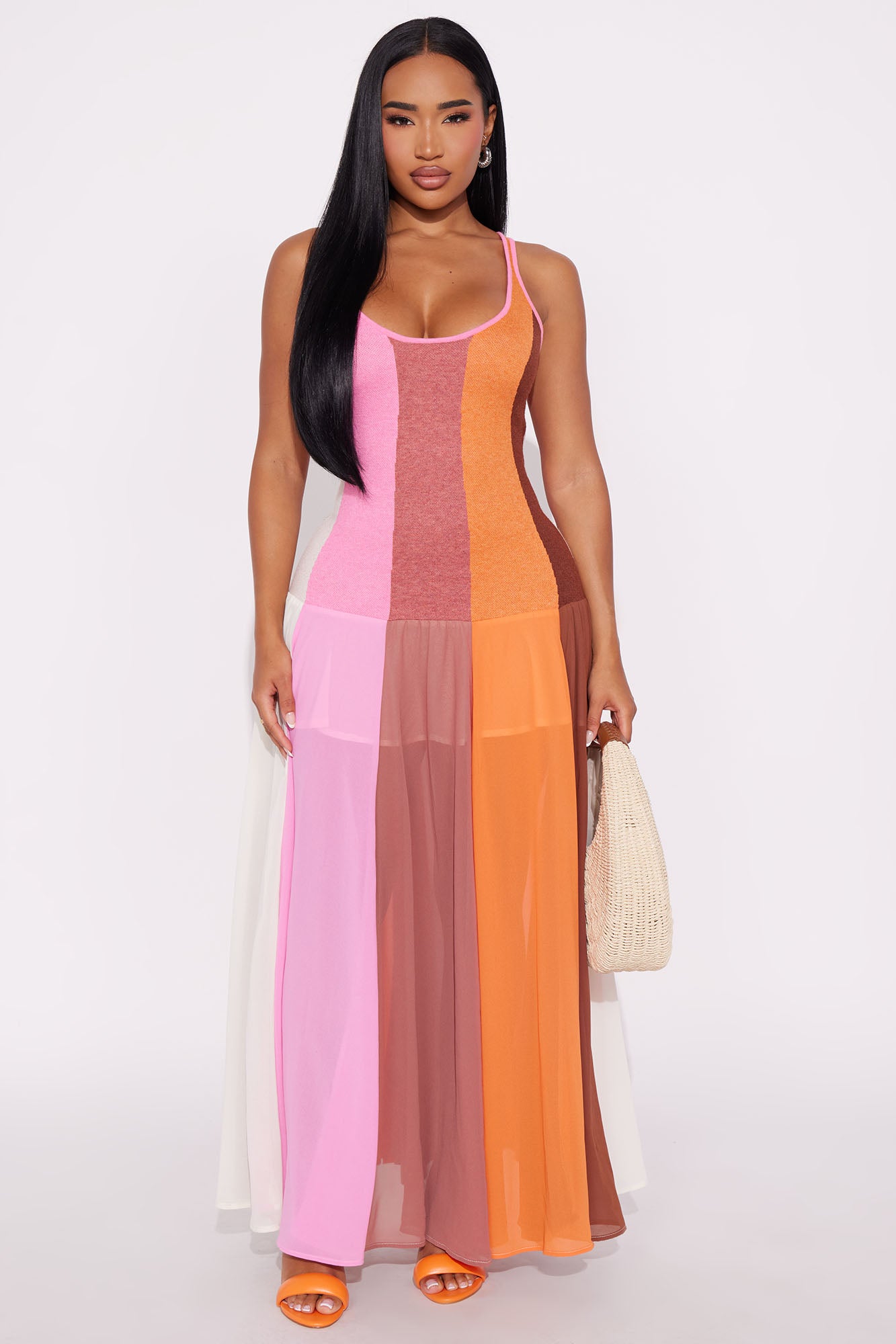 Gianna Drop Waist Maxi Dress - Pink/combo