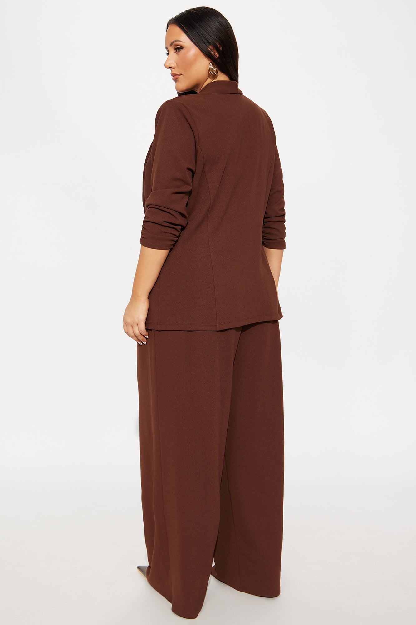 Reaching Goals Blazer Pant Set - Brown