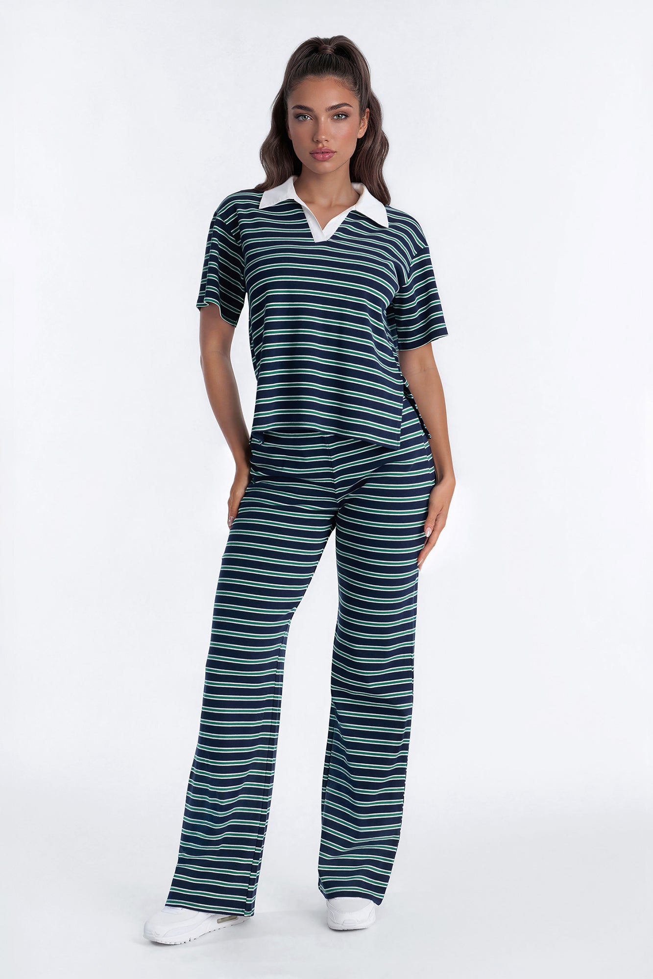 Kennedy Striped Polo Pant Set - Navy/combo