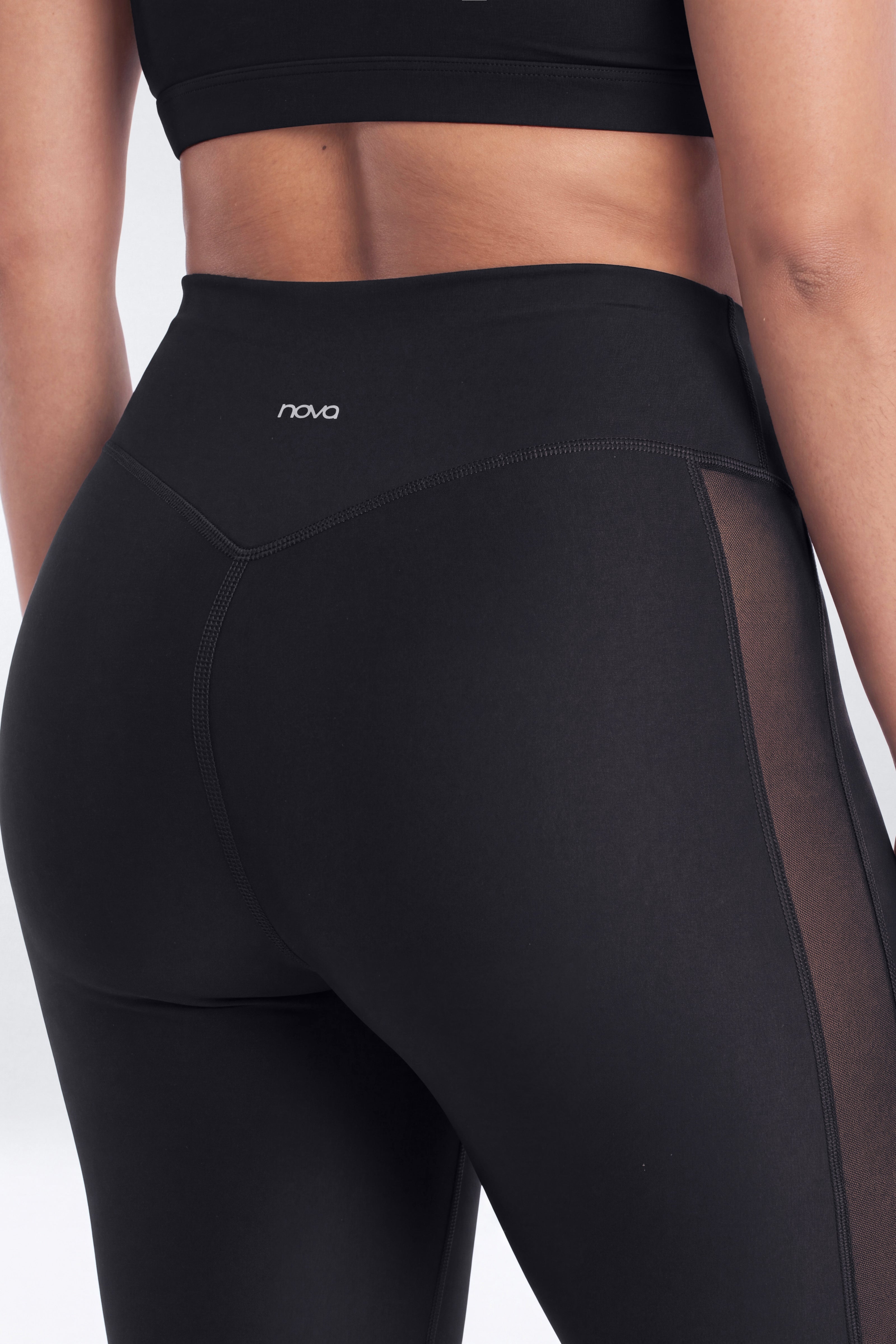AirSculpt™ 28″ High Rise Mesh Panel Legging - Black