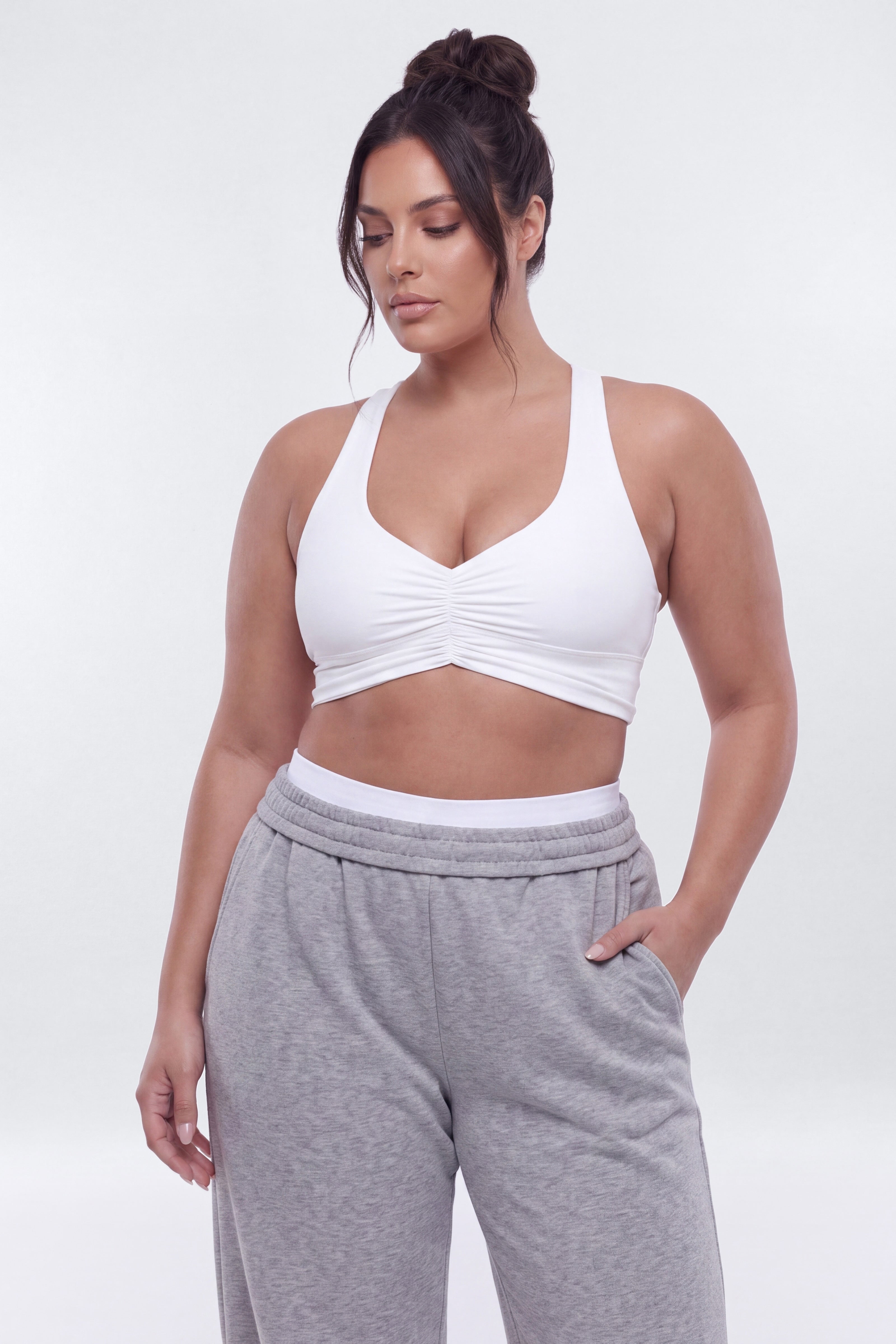 CloudForm™ Ruched Sports Bra - Bright White