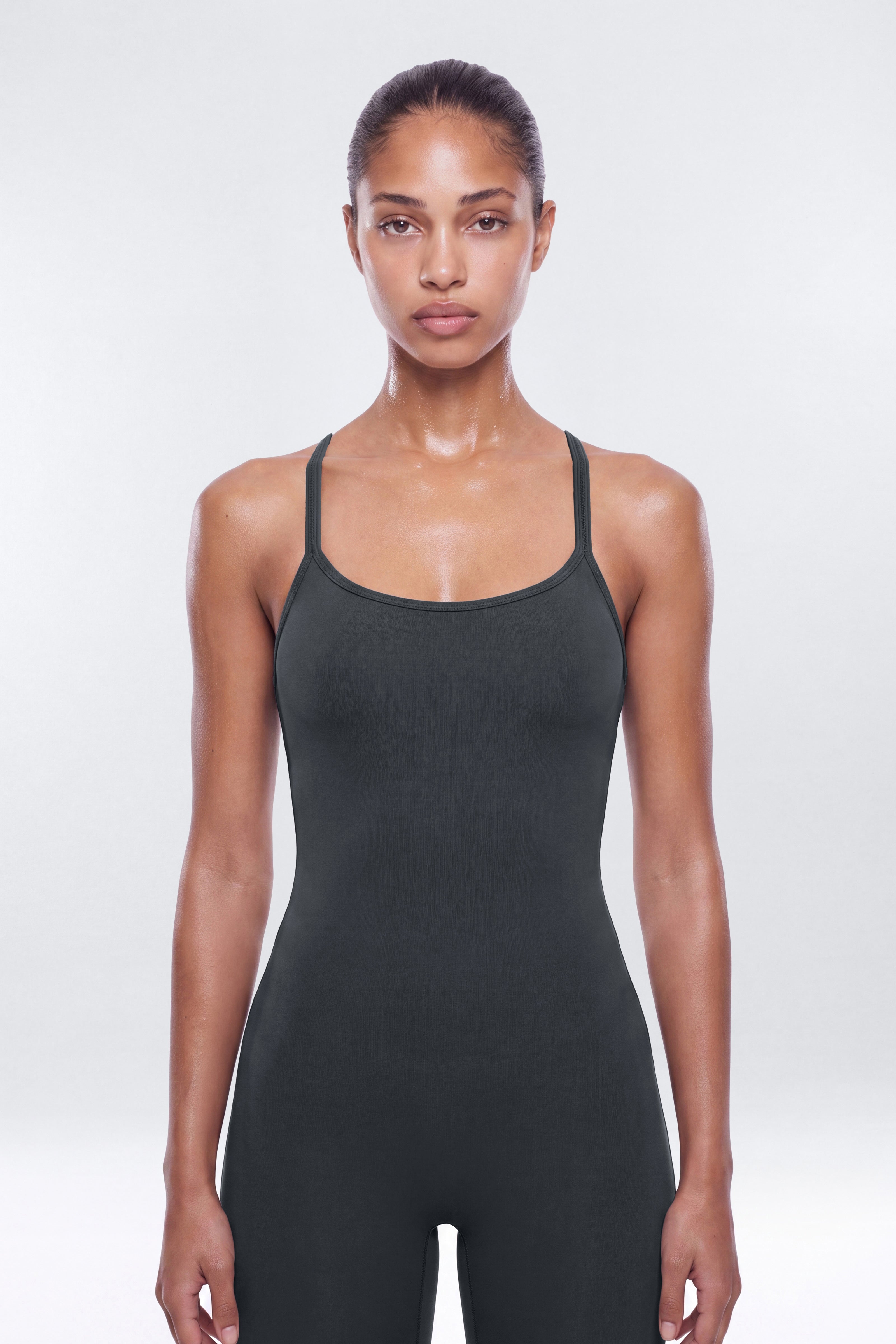 CloudForm™ 17″ Scoop Neck Capri Jumpsuit - Carbon