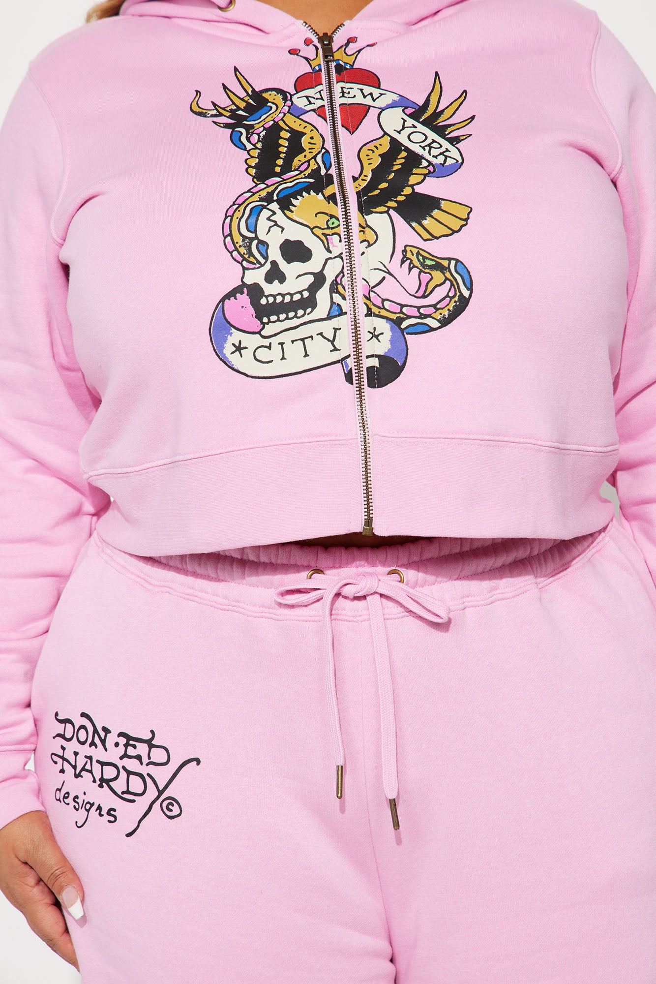 Ed Hardy Flying Skull Pant Set - Pink