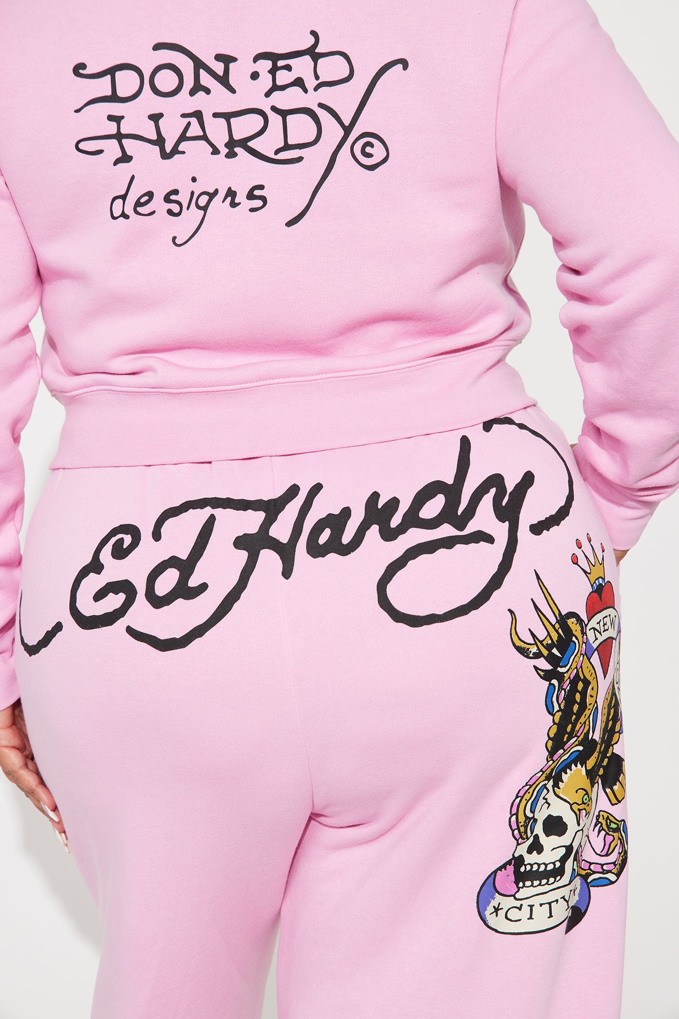 Ed Hardy Flying Skull Pant Set - Pink