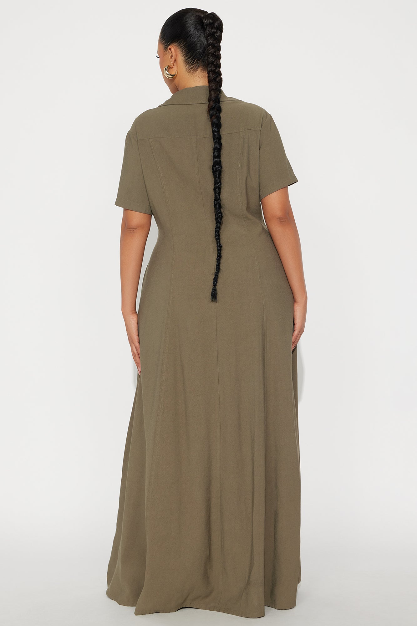 Elsa Woven Shirt Maxi Dress - Olive