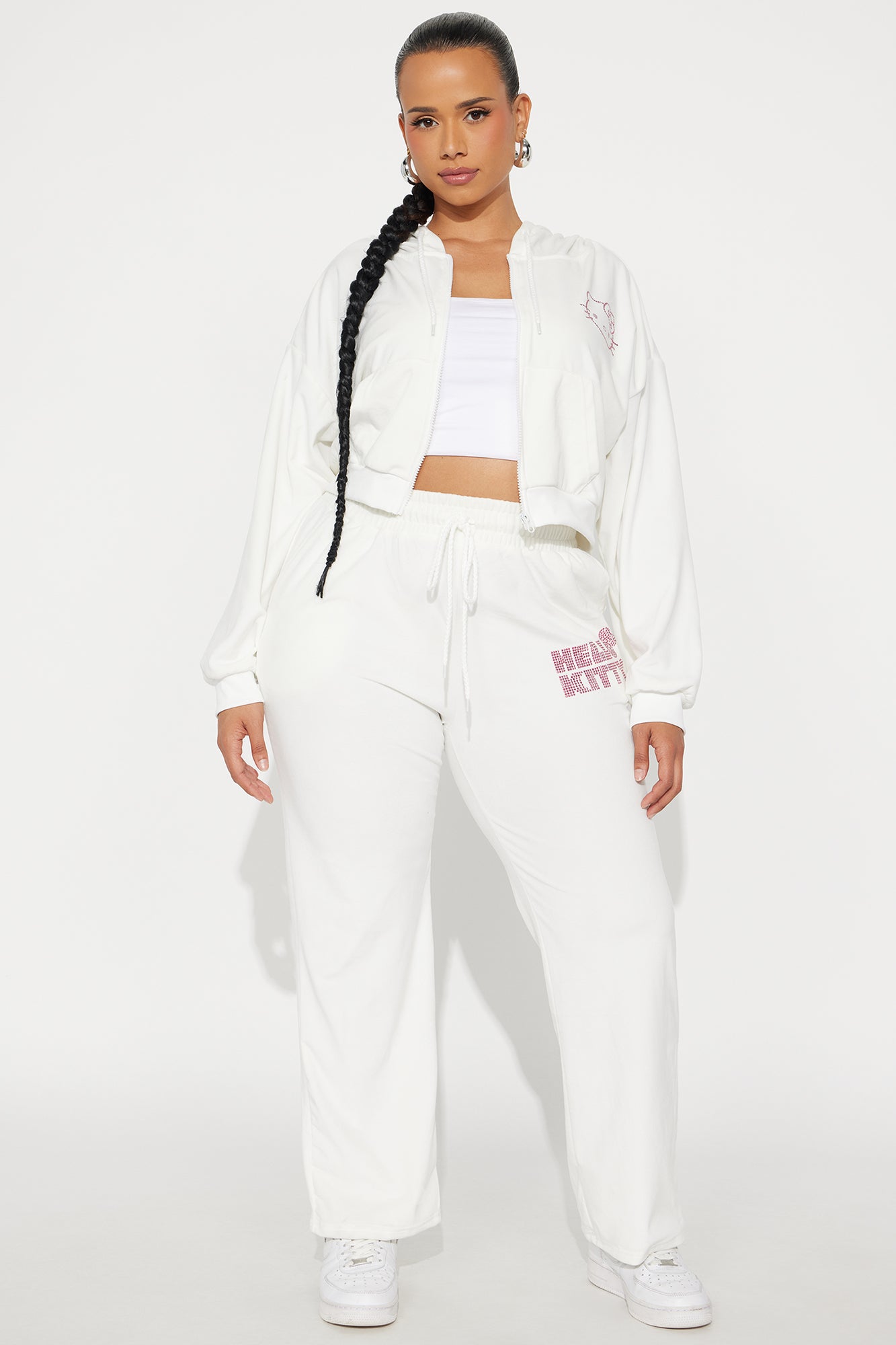 Hello Kitty Rhinestone Velour Pant - White