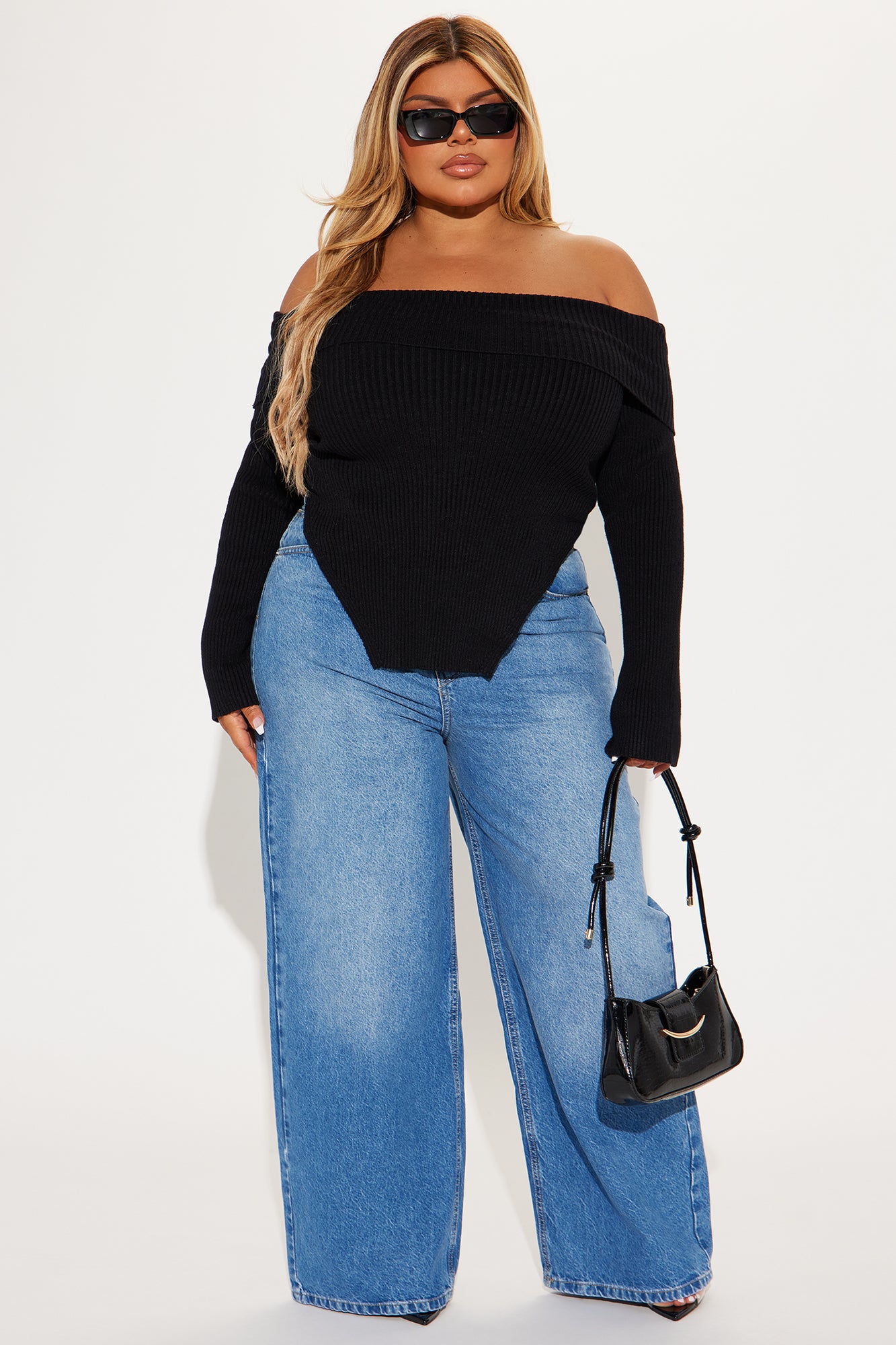 Karma Off Shoulder Sweater - Black