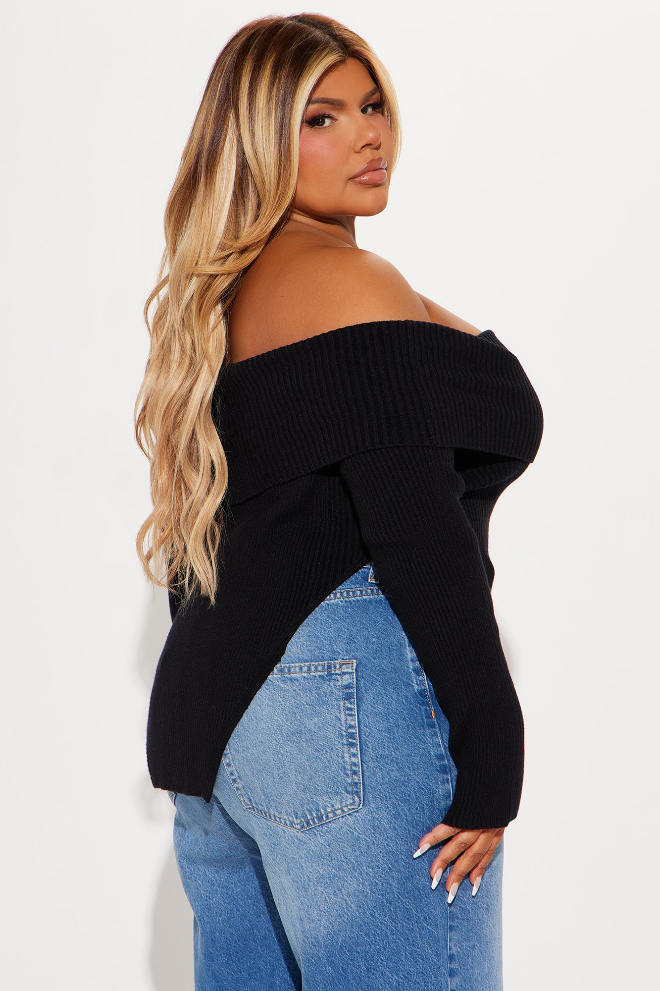 Karma Off Shoulder Sweater - Black
