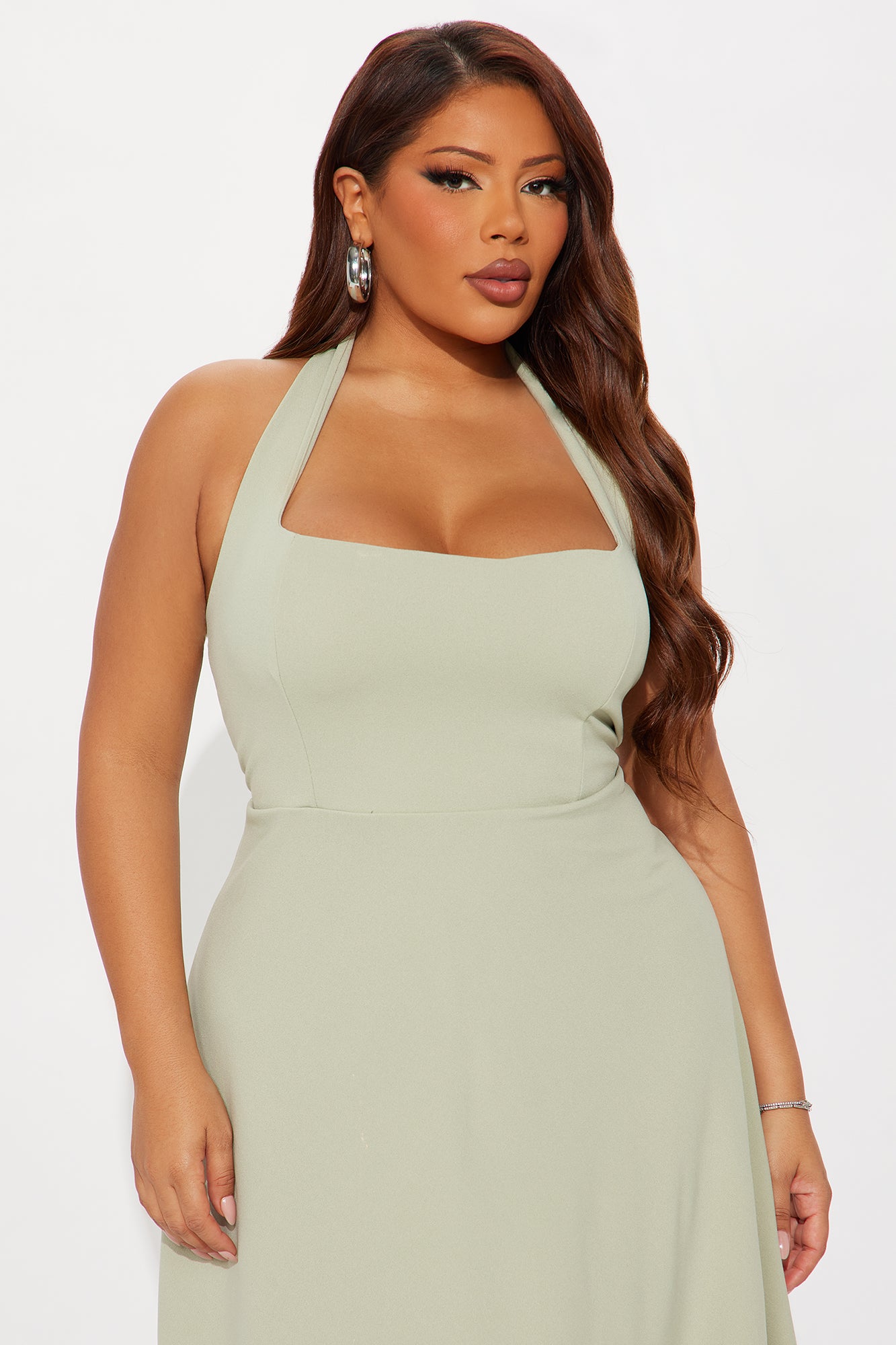 Alena Halter Midi Dress - Sage